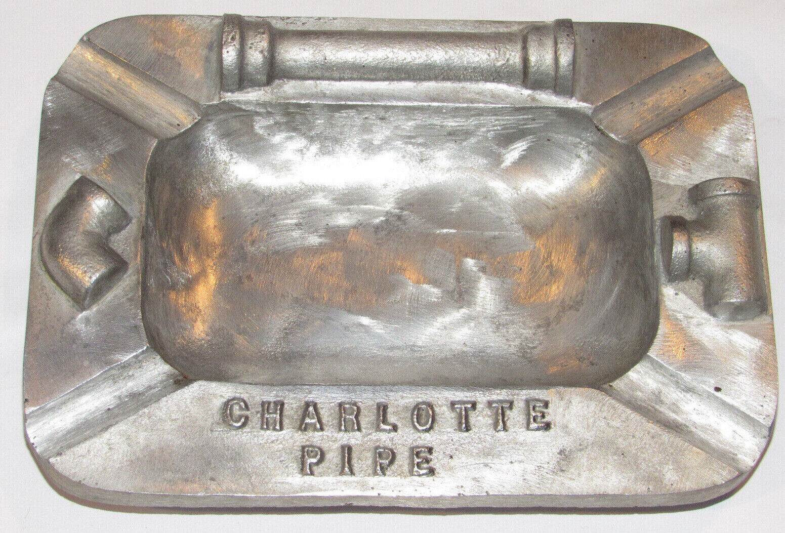VINTAGE \'CHARLOTTE PIPE & FOUNDRY\' CAST ALUMINUM ASHTRAY PIPE CROSS SECTIONS