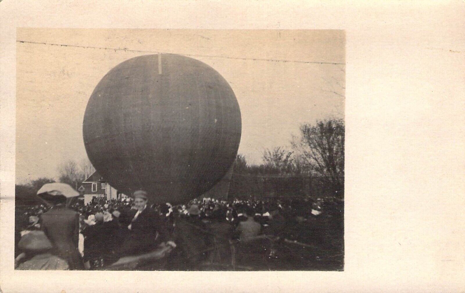 RPPC, Real Photo, Balloon Launch Crowd, Pre-Lift Off, Quincy, IL,Old Post Card