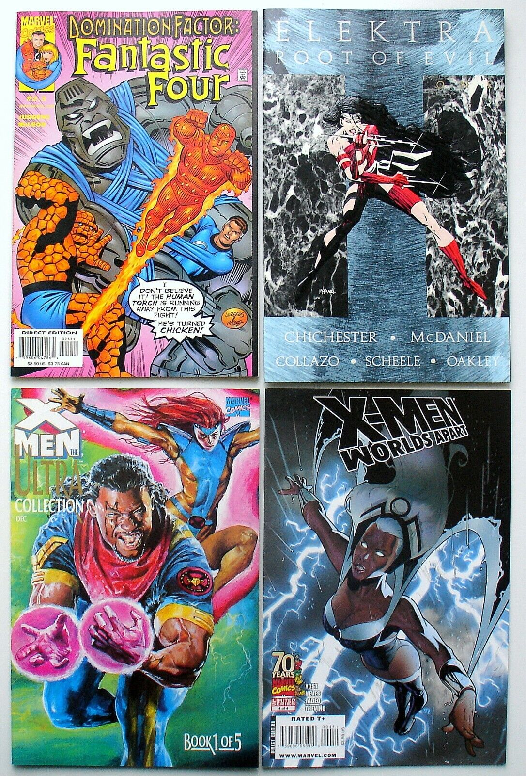 Comic Book Lot - Fantastic Four, Electra, X-Men Ultra, X-Men Worlds Apart - VF