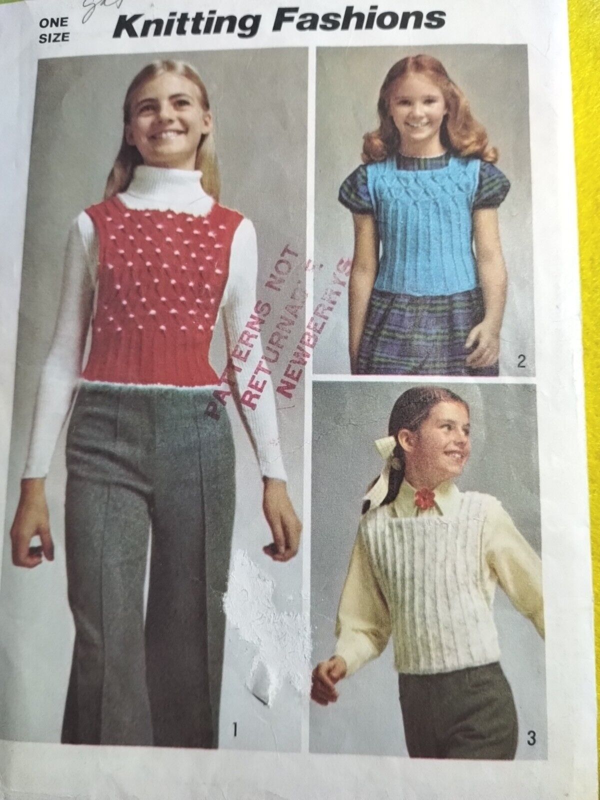 Vintage 1973 Simplicity Knitting Fashions Pull Over Sweater Pattern #5716