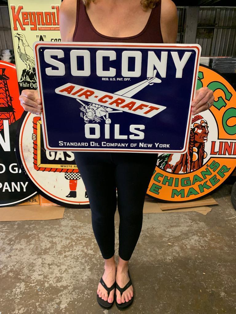 Antique Vintage Old Style Sign Socony Standard Oil Made in USA