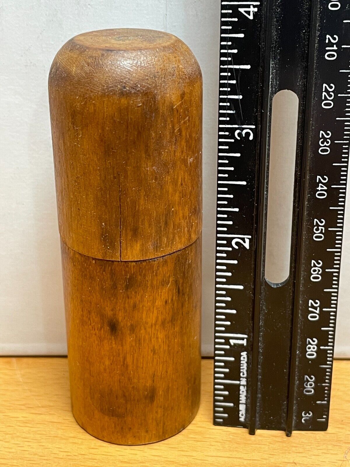 Exceptional Vintage Wooden Cylinder Box Needle Case  | 1.25 x 3.75\