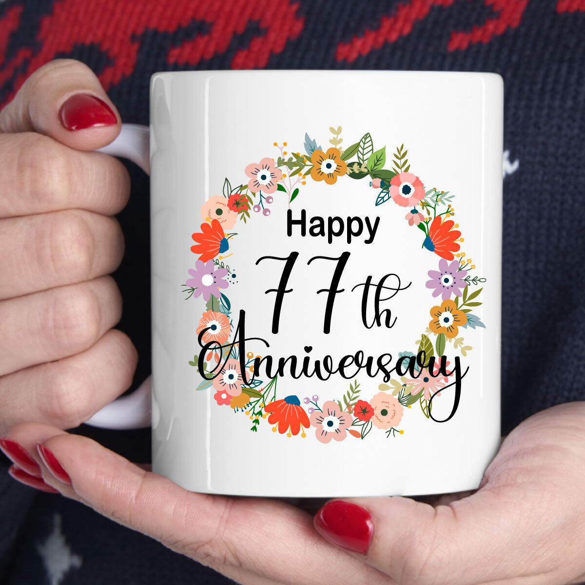 77 Year anniversary gifts for her MUG Coffee 77th happy birthday gif For Women	