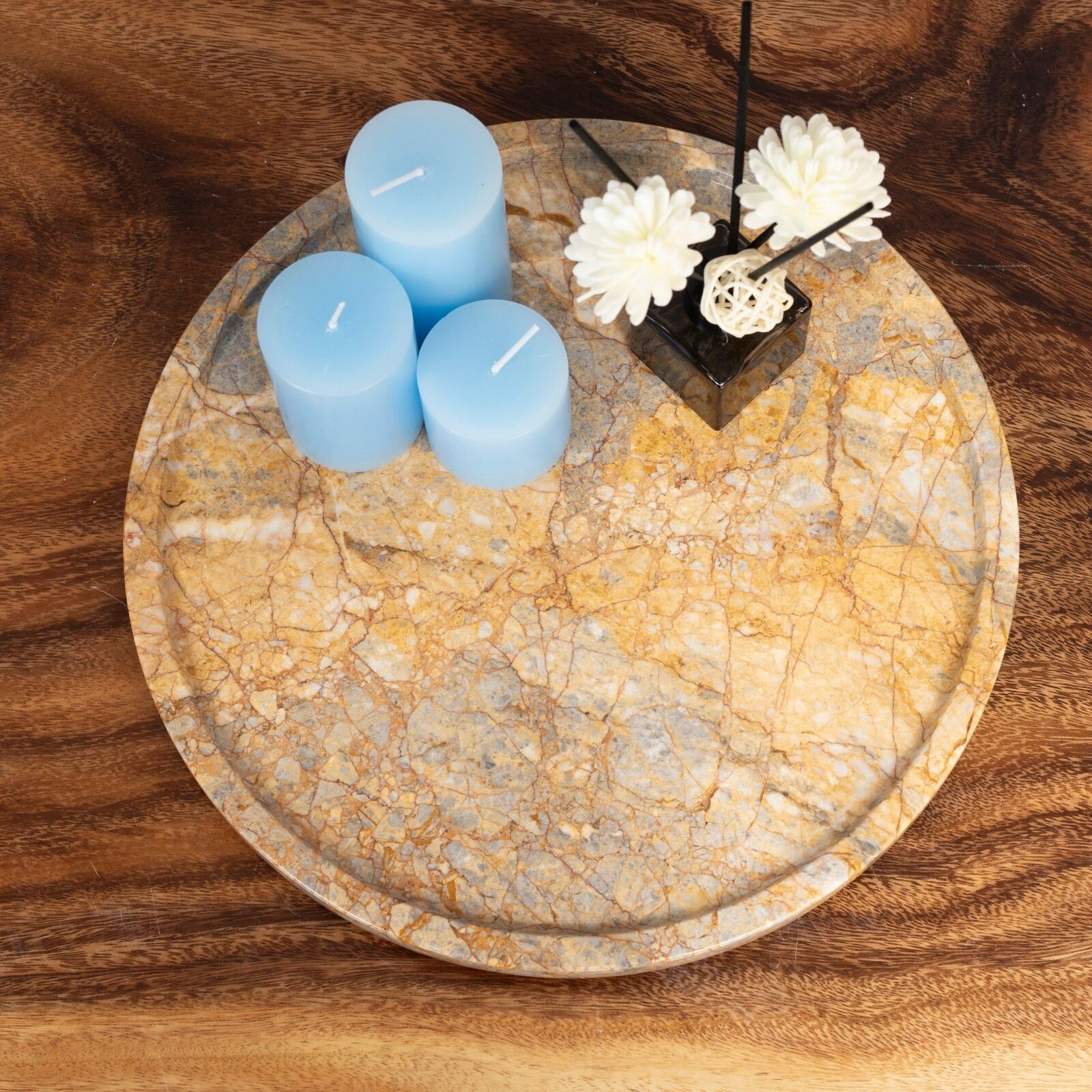 Luxurious Handmade Tray, Genuine Marble Tray, 12x12x0.8 inch, 100% Natural Ma...