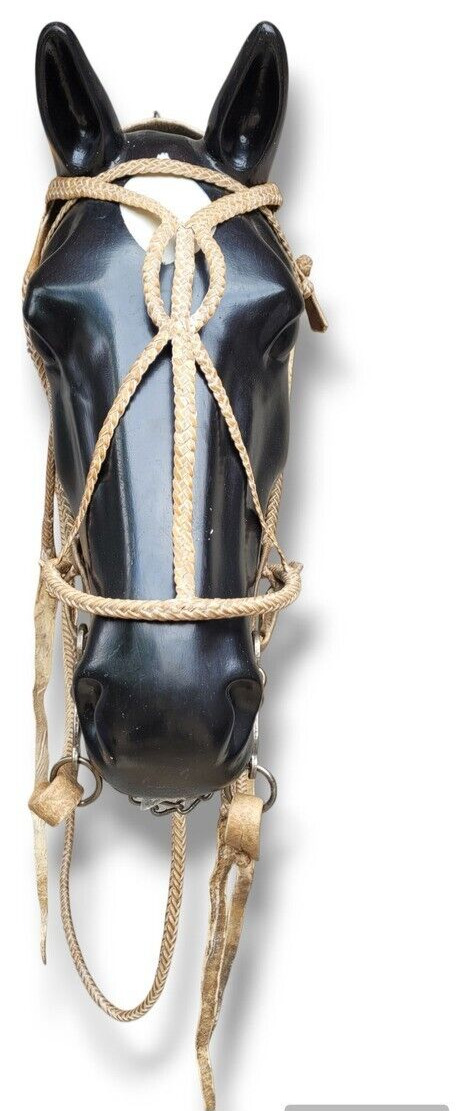 Argentina BRAIDED RAWHIDE BRIDLE Horse Headstall Rein Leather Headpiece Western