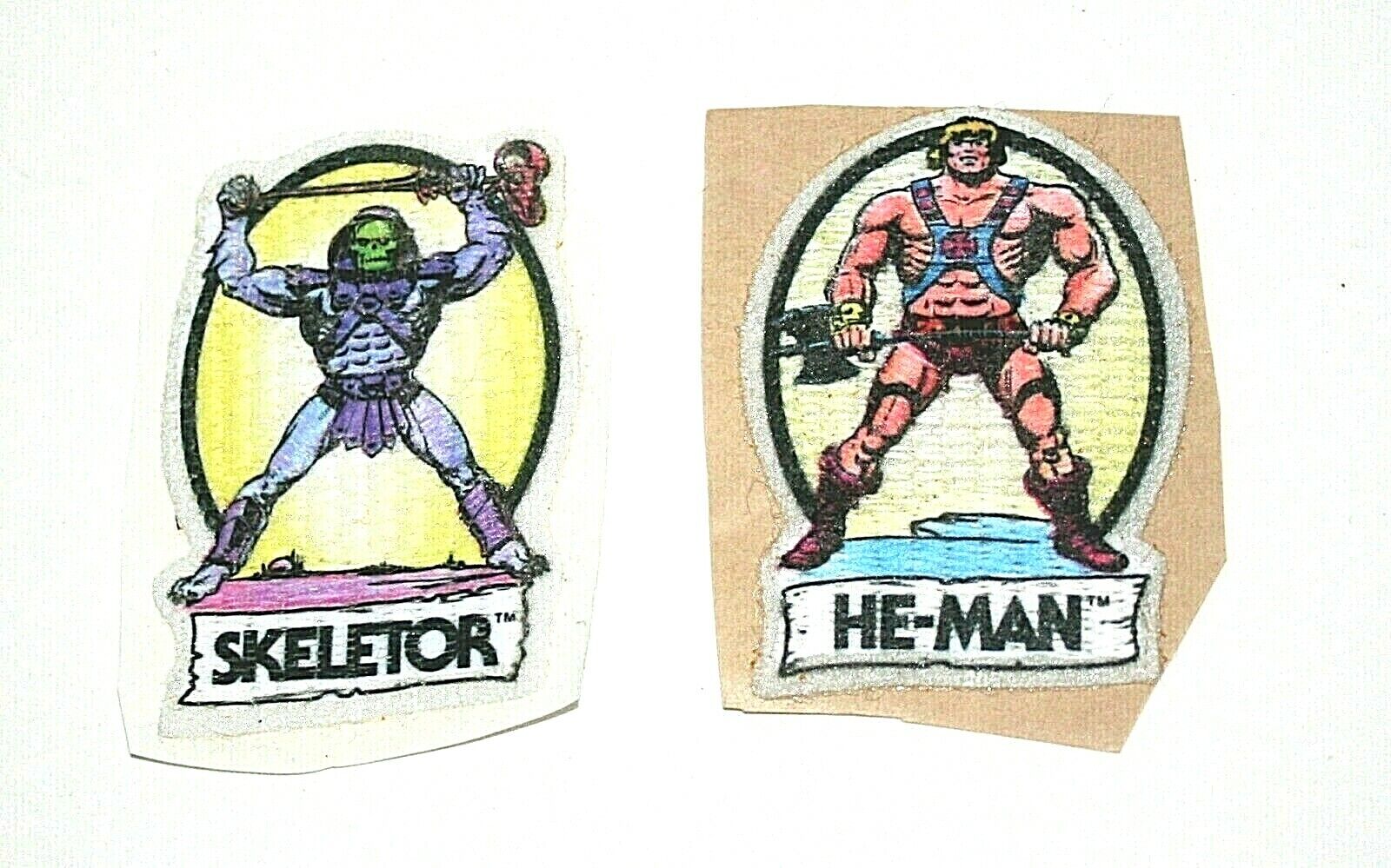 Vintage He-Man Skeletor Cartoon 2 Patch Set NOS 1980\'s Vending Machine Prize