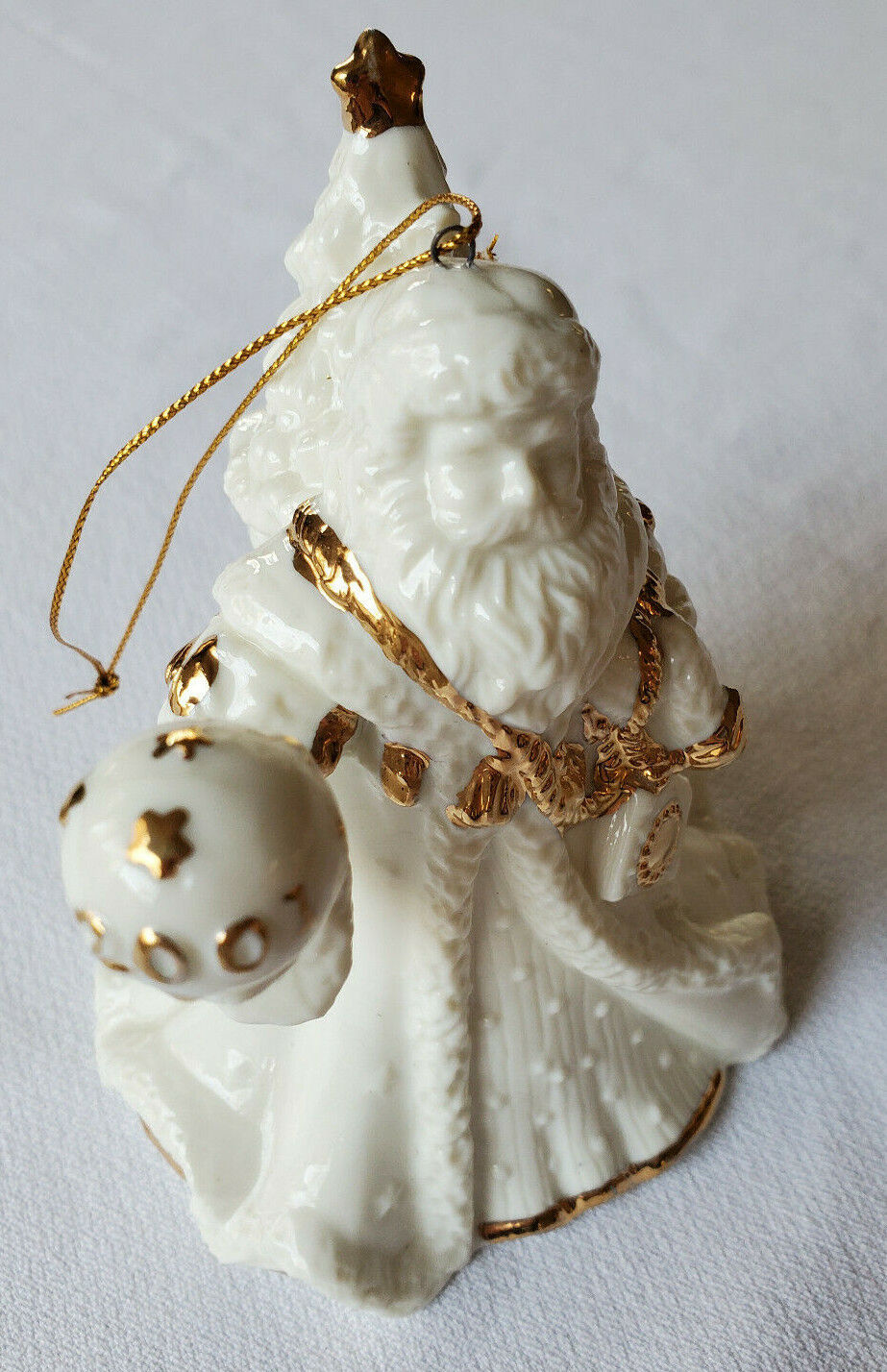 2001 Santa Claus Bell Ornament Father Christmas Porcelain Gold Accents 5\