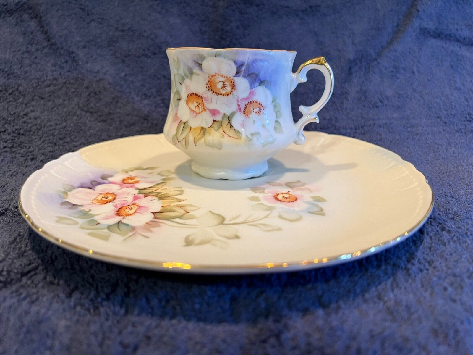 Vintage Lefton Magnolia China Snack Plate & Cup, Made in Japan