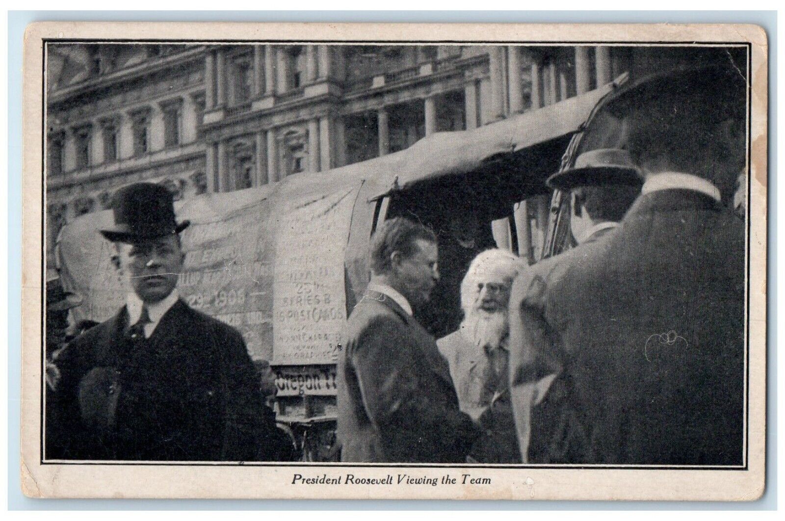 c1910's President Roosevelt Viewing The Team Ezra Meeker Oregon Trail Postcard