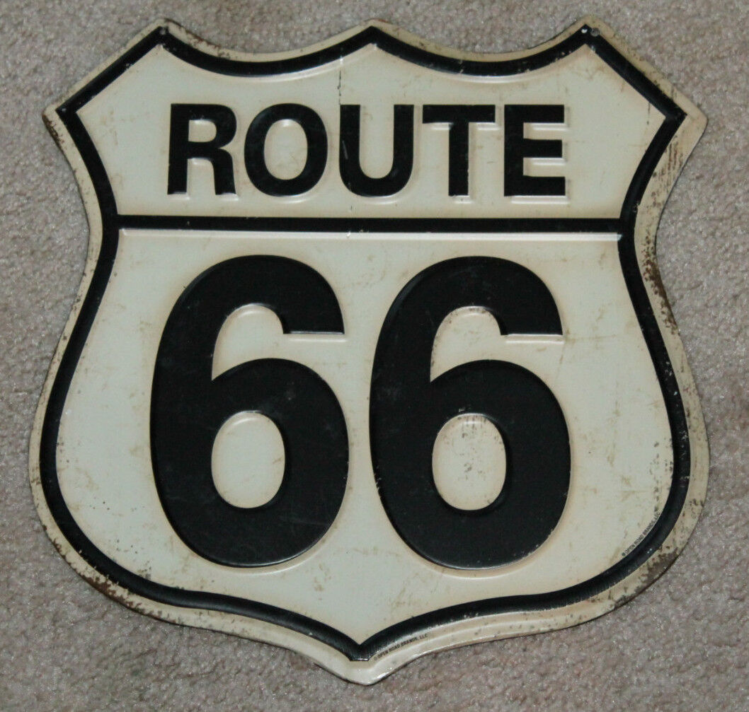 Route 66 Embossed Metal SIGNS MAN CAVE DECOR GAS PUMP DAD GIFT Restaurant Rustic