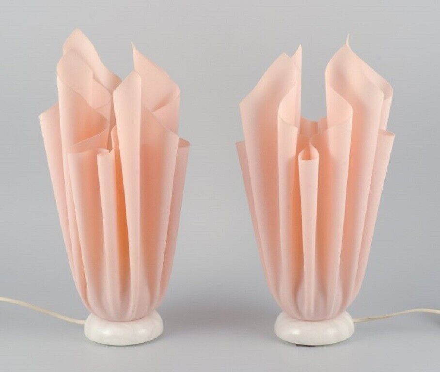 Georgia Jacobs, French designer. A pair of rose-coloured table lamps in resin.