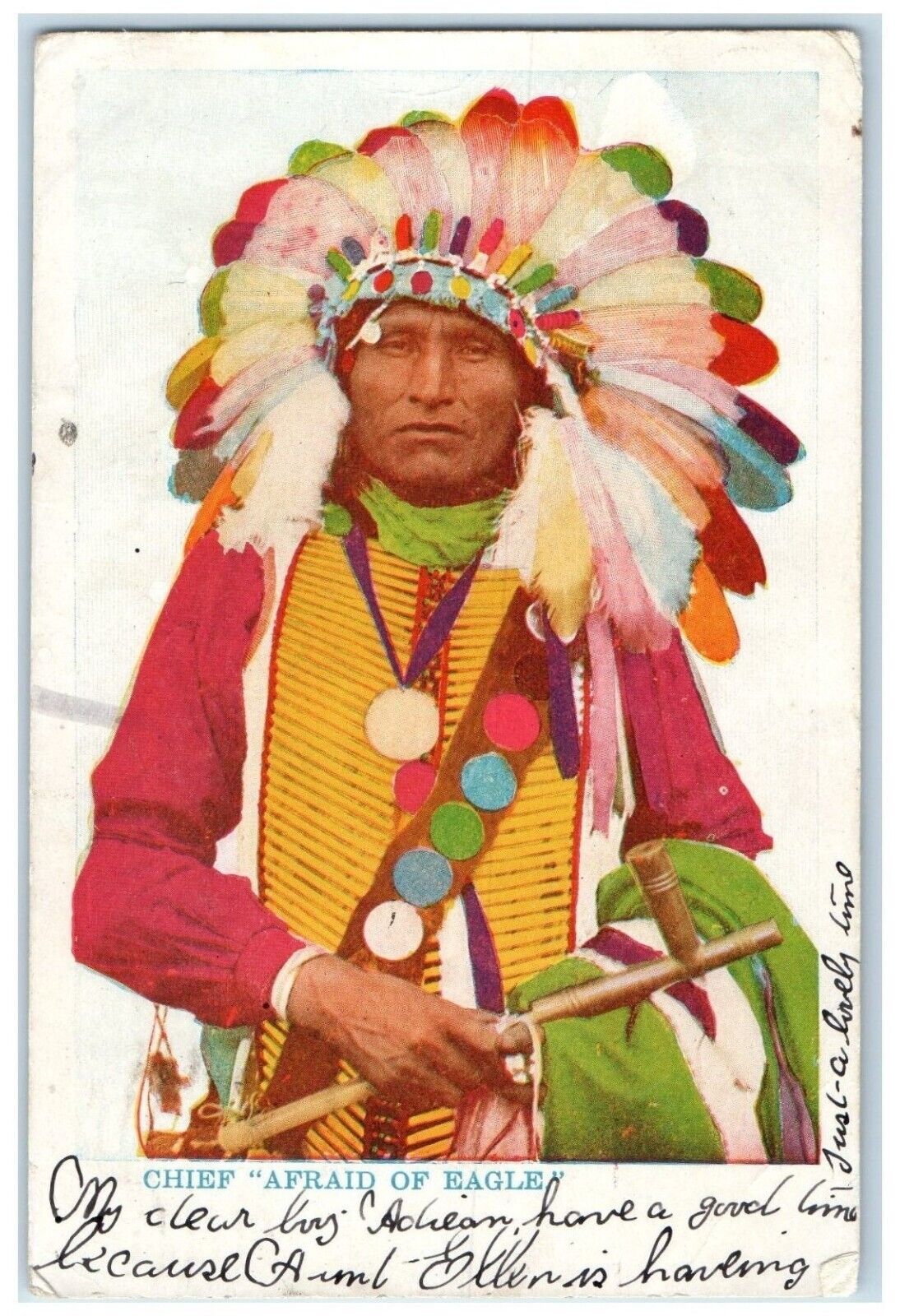 1906 Chief Afraid Of Eagle Headdress Feather Halifax Nova Scotia Canada Postcard