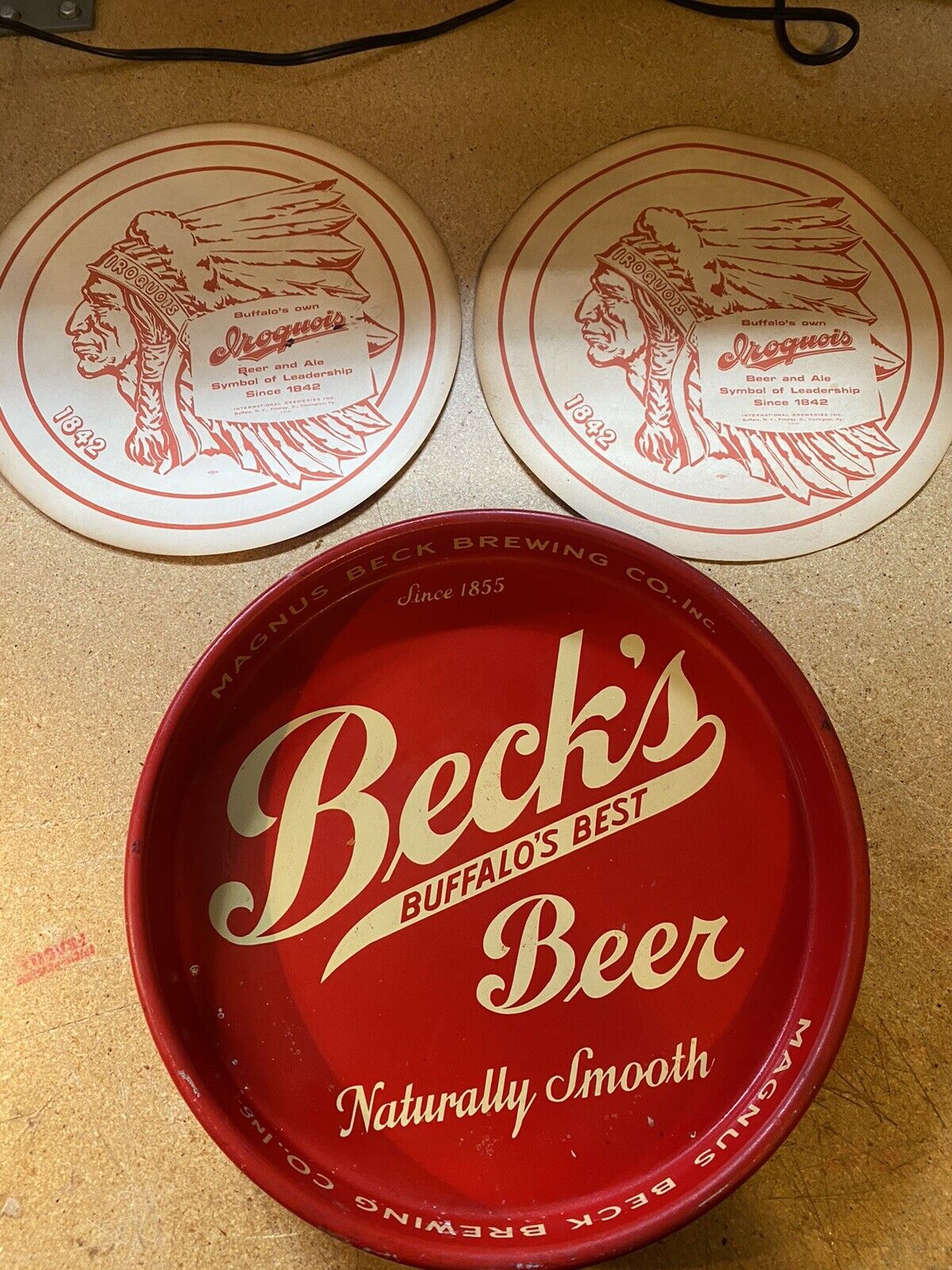 buffalo beer collectibles becks beer tray iroquois paper tray liners 