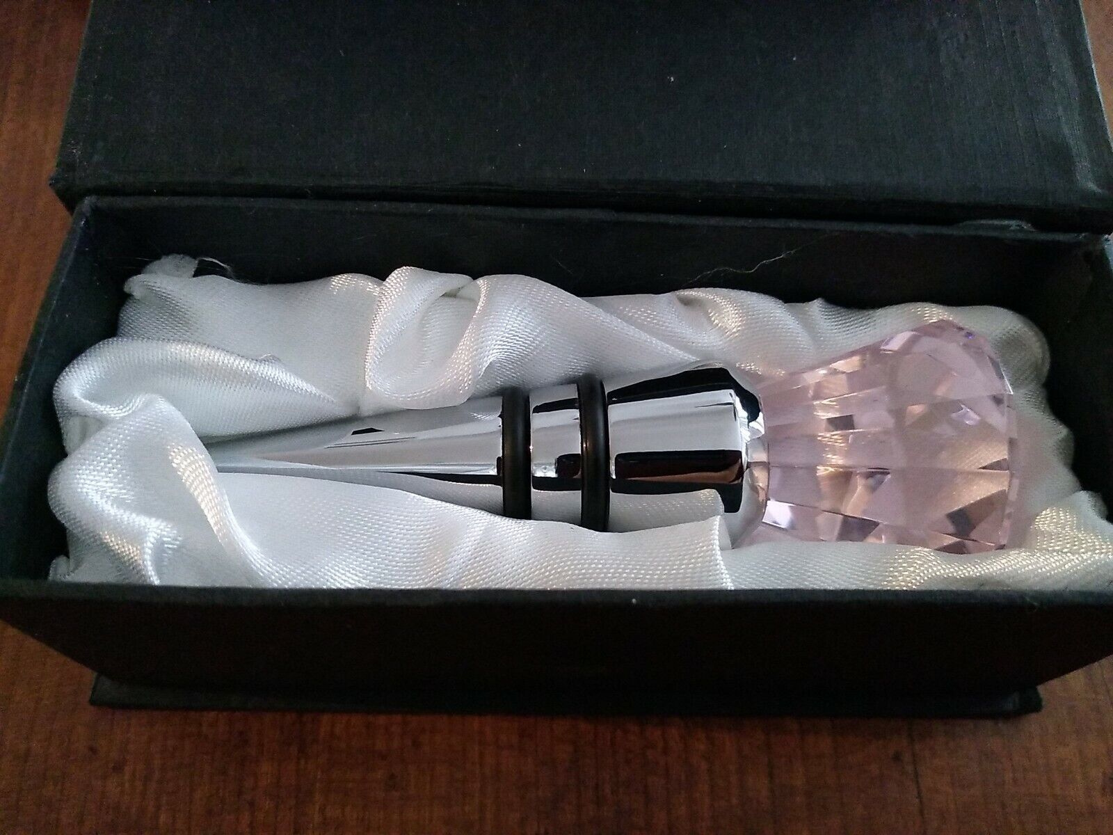 Glass Pink Faceted Gem Wine Bottle Metal Stopper Gemstone Door Knob 4\