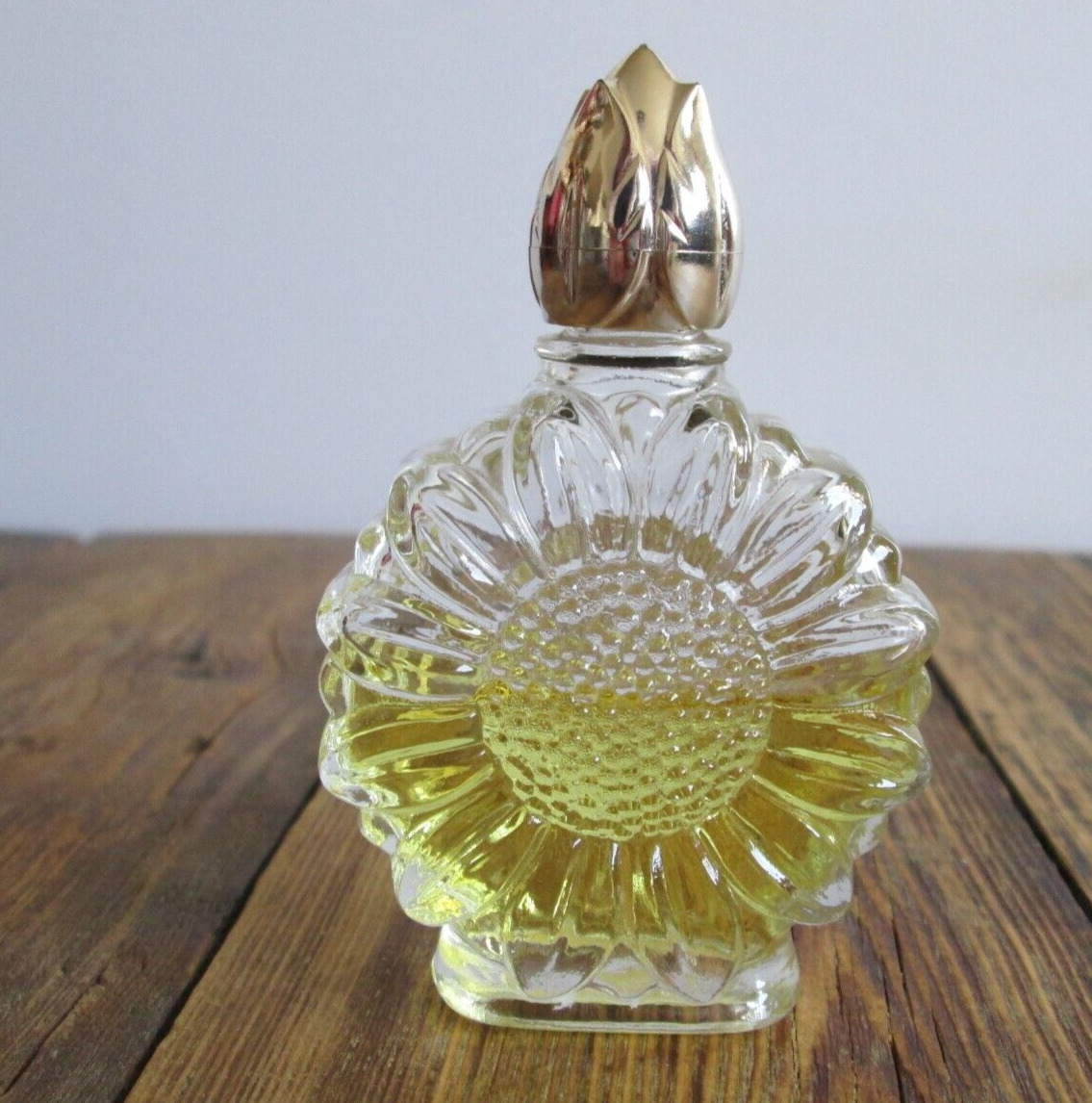 Vintage Avon Demi-Decanter Sun Blossoms Cologne .75 oz. Splash Sunflower Glass