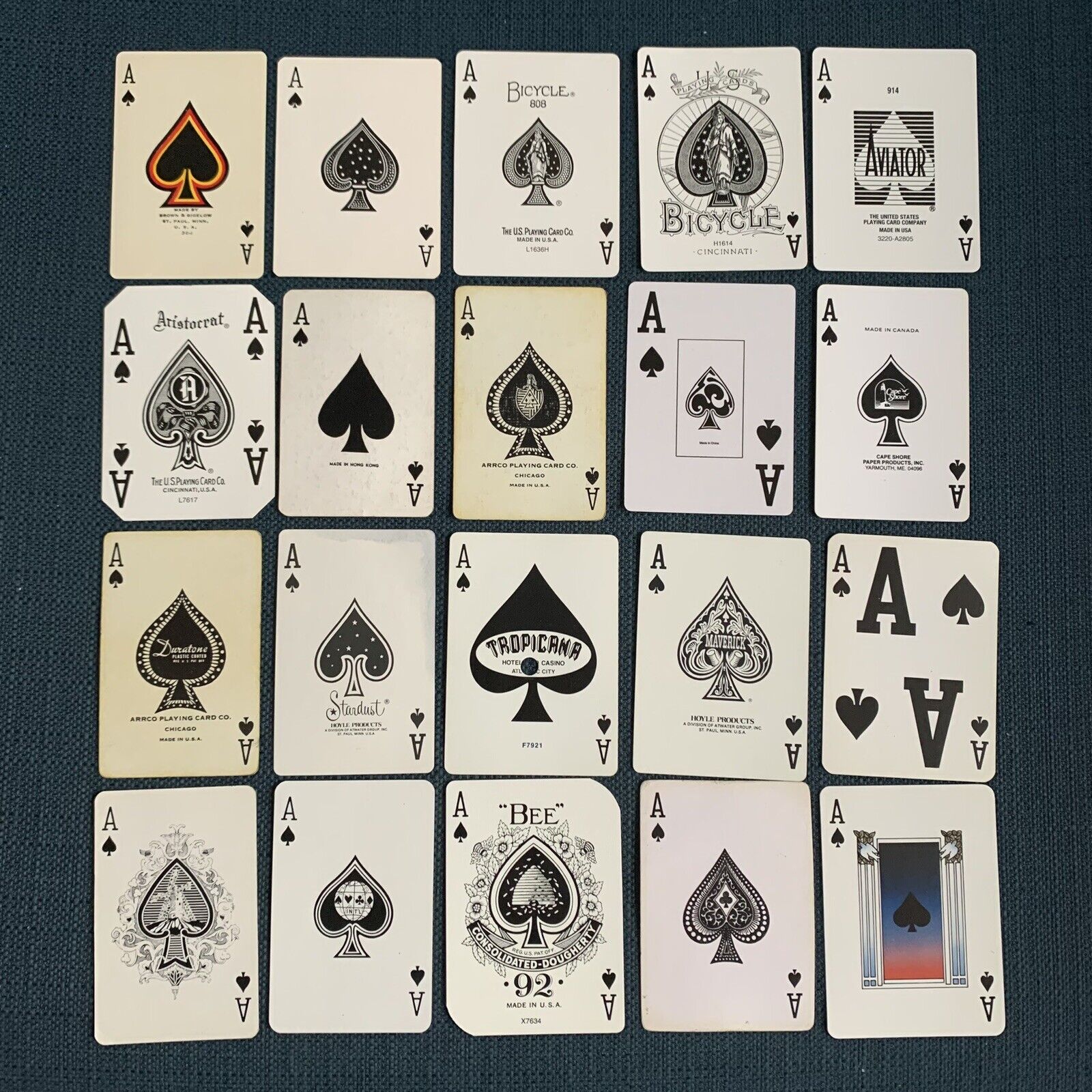 Vintage Single Swap Ace of Spades Playing Cards Unique Lot of 20 - set #2