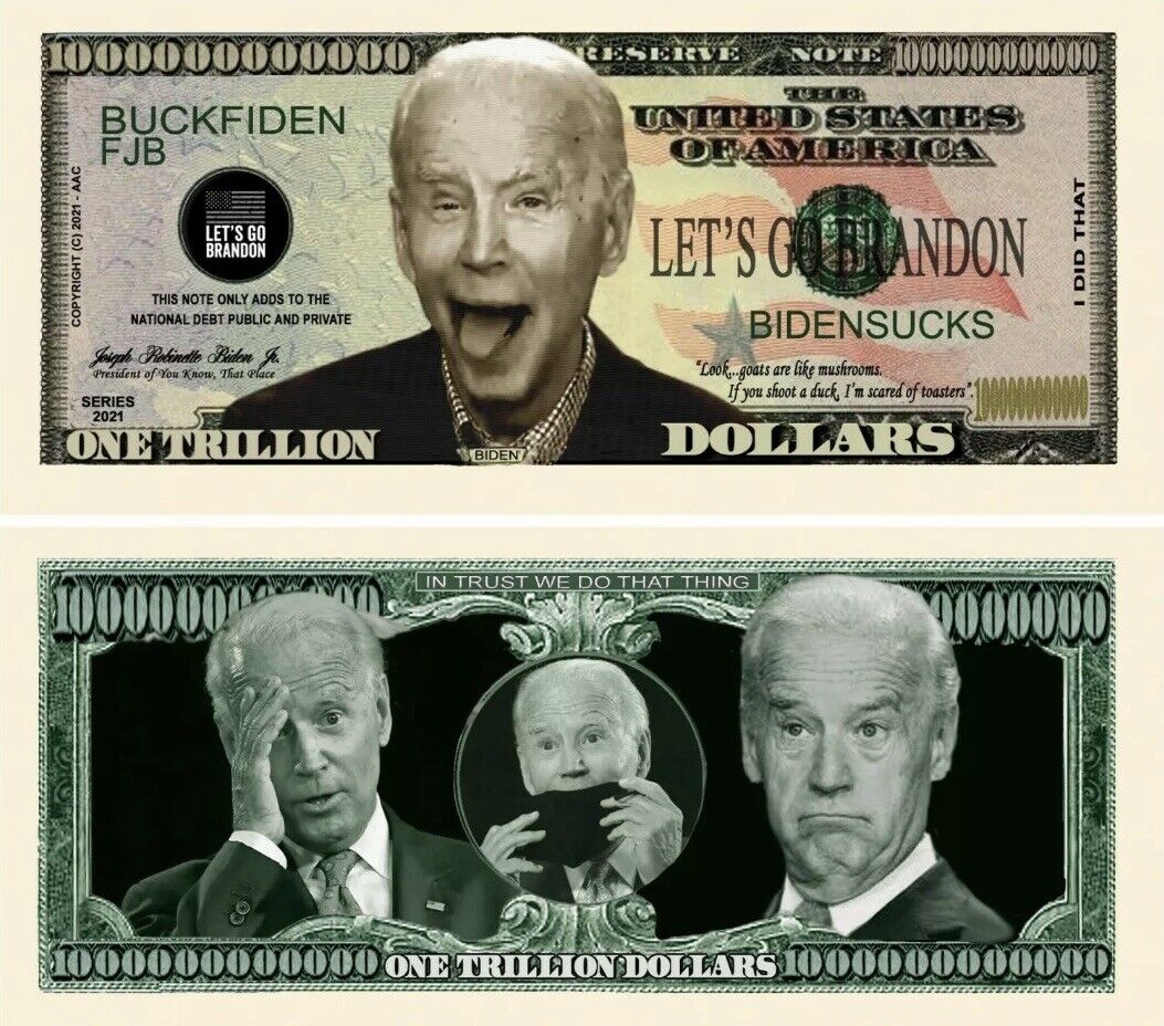 ✅ Let's Go Brandon FJB Joe Biden Sucks 5 Pack Funny Money Novelty Dollar Bills ✅
