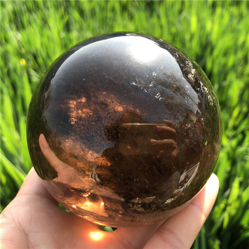 TOP 2.04LB Natural rainbow smoky quartz sphere crystal ball healing XQ2638
