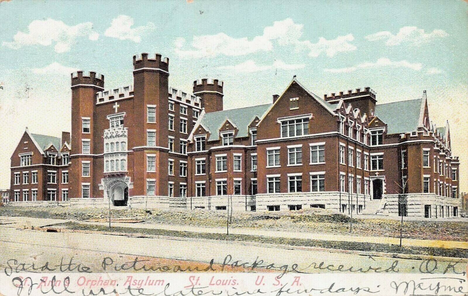 St. Ann's Orphan, Asylum, St. Louis, MO., Early Postcard, Used in 1908