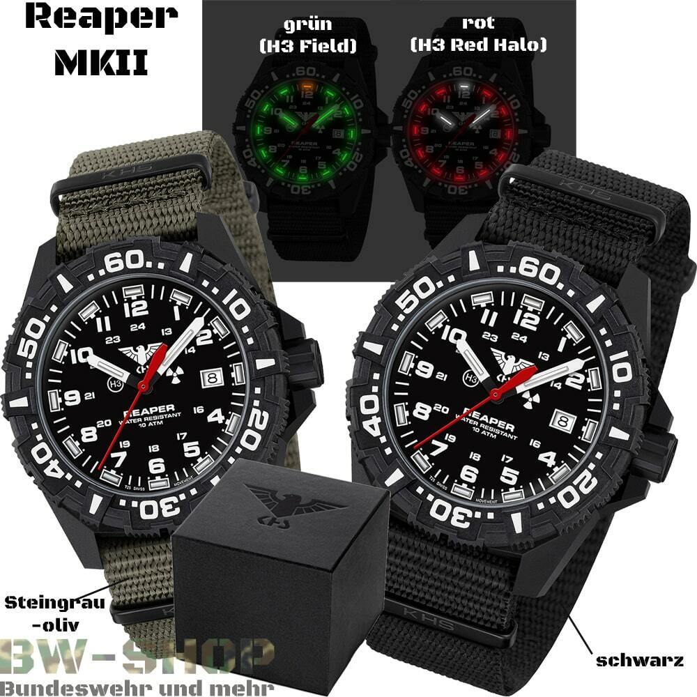 KHS REAPER MKII / XTAC SINGLE WATCH ANALOG MILITARY BW WATCH ARMY TACTICAL WATCH KSK
