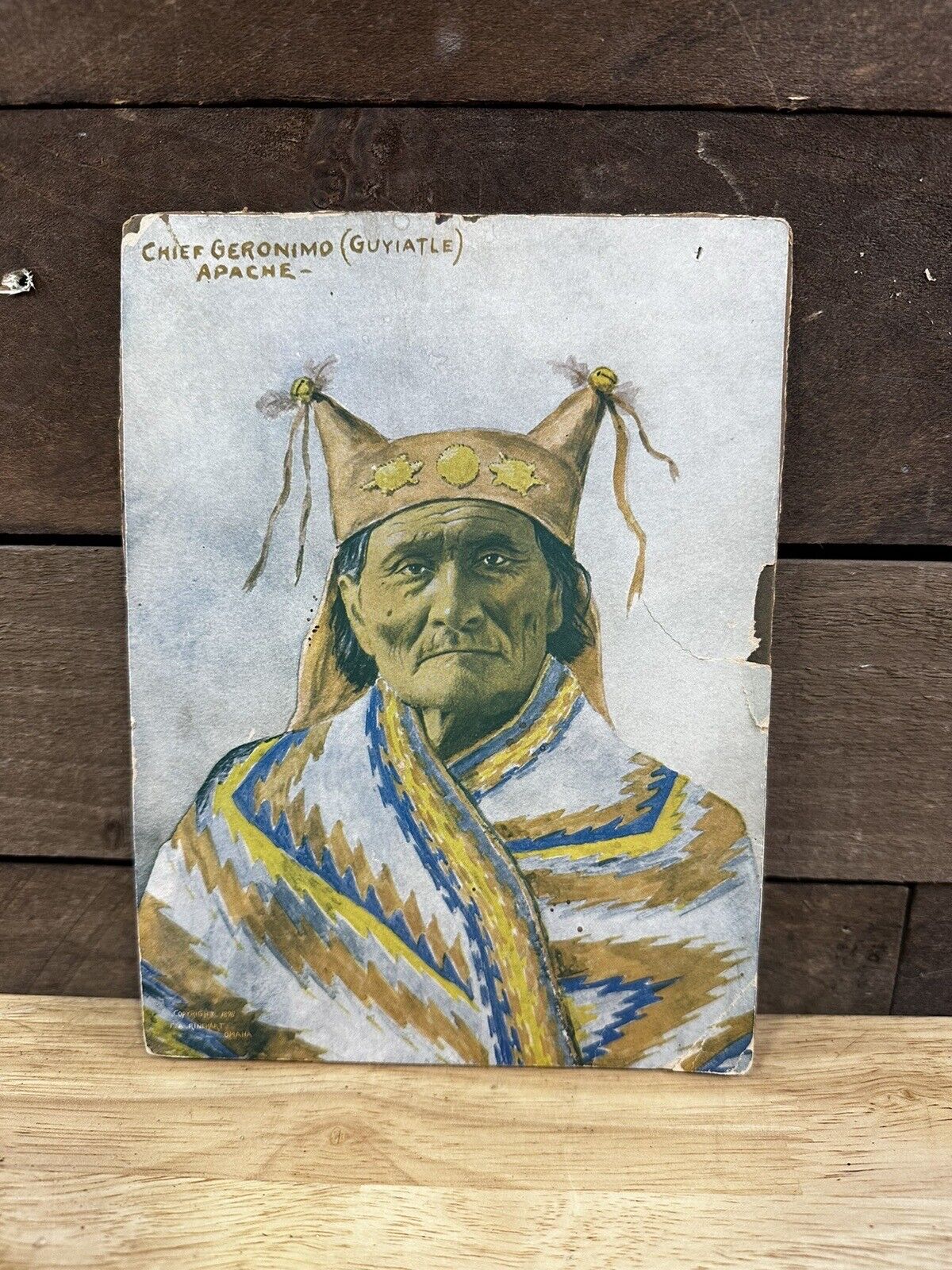 Vintage Print Of Chief Geronimo (Guyiatle) Apache Native American Indian￼