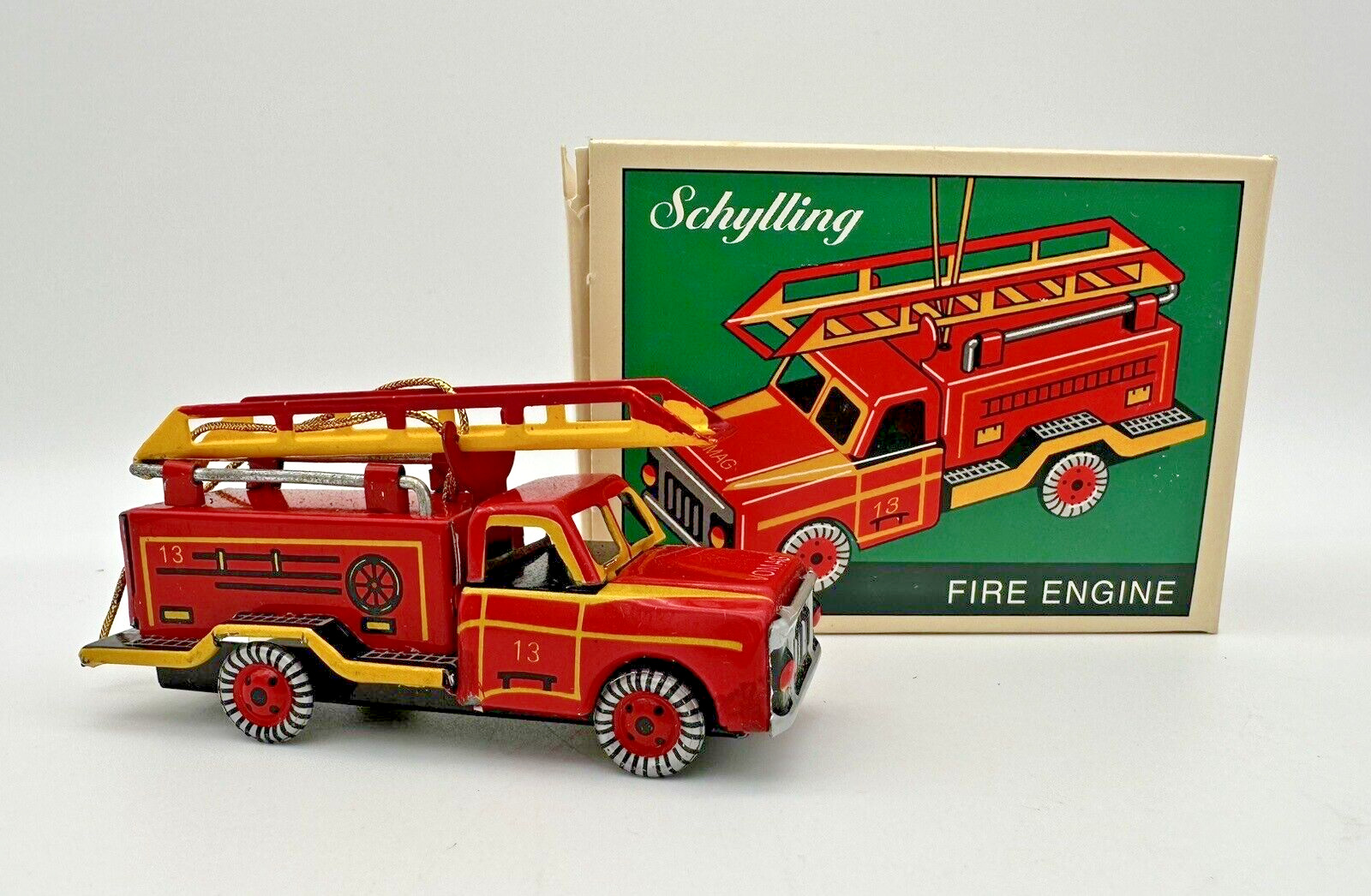 Schylling Miniature Tin Collector Series Ornament FIRE ENGINE - 1995 - IOB