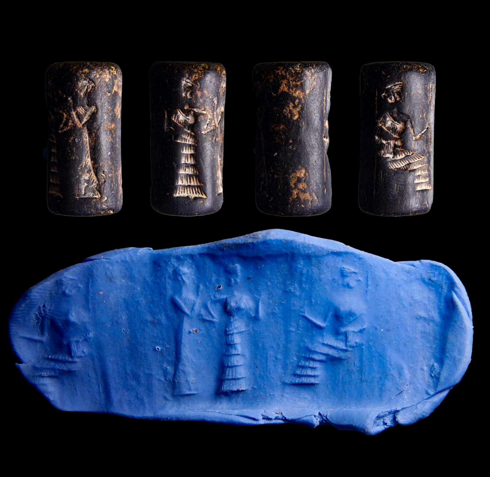 CERTIFIED AUTHENTIC Mesopotamian Stone Cylinder Seal 2nd-1st millennium BC wCOA