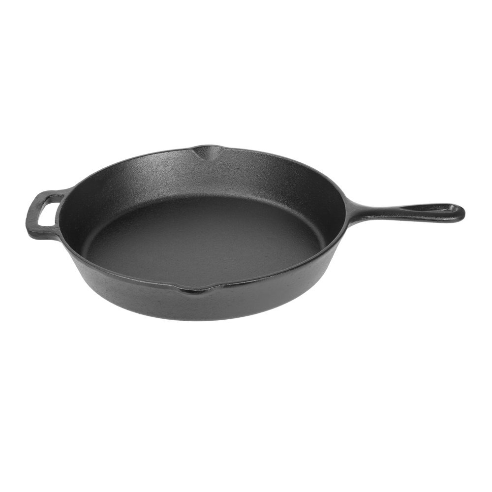 12-inch Cast Iron Skillet,3 Quart Non-Stick Steel Gray Covered Sauce Pan