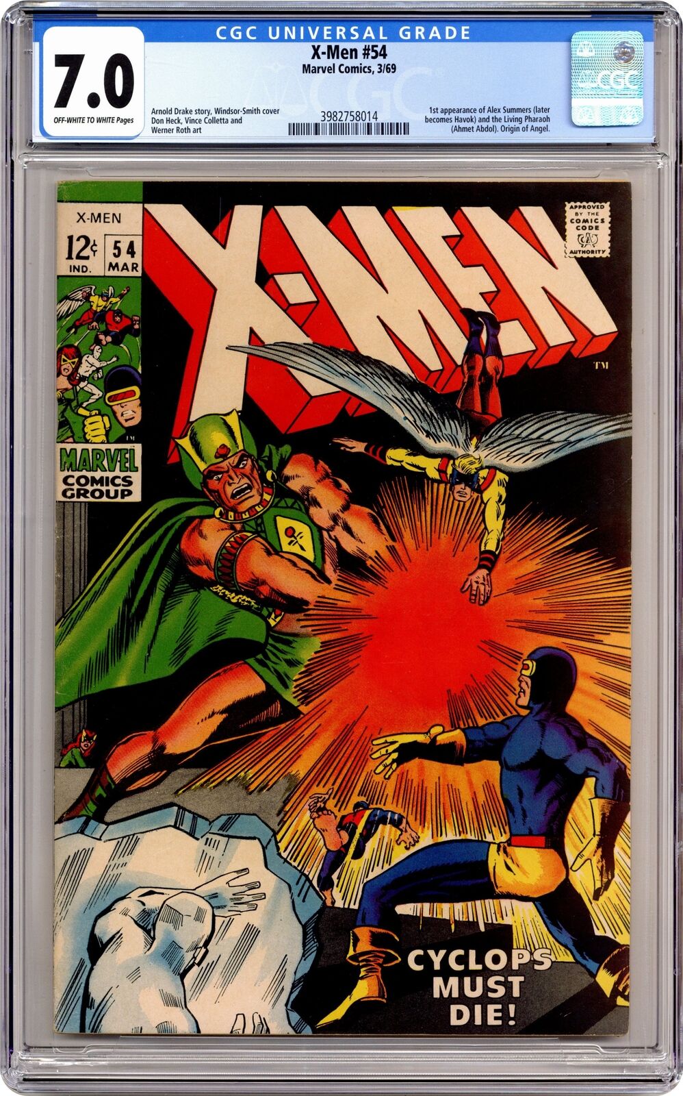 Uncanny X-Men #54 CGC 7.0 1969 3982758014 1st app. Alex Summers (Havok)