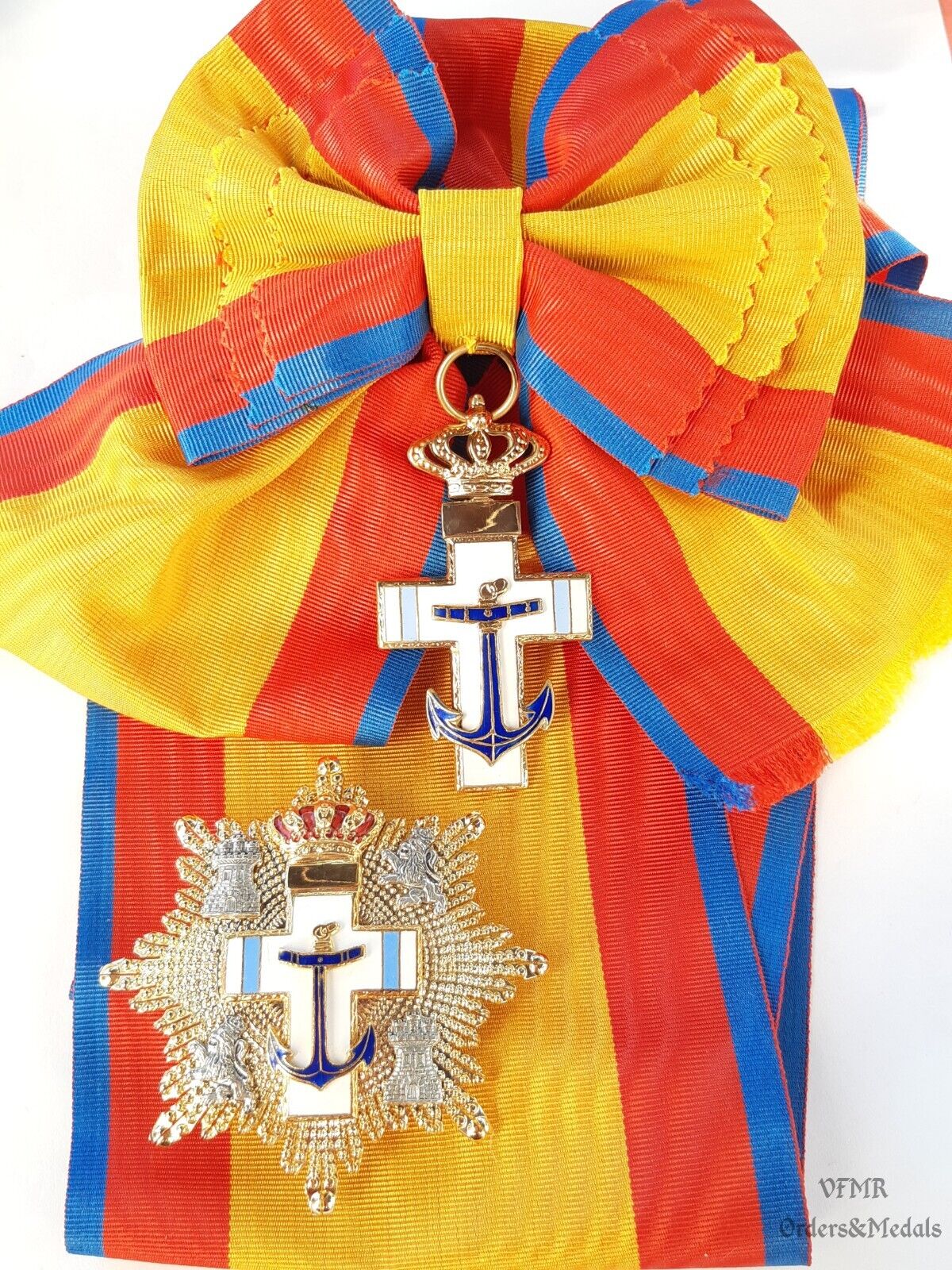 Spain - Order of Naval Merit Grand cross blue distinction with sash (rare)