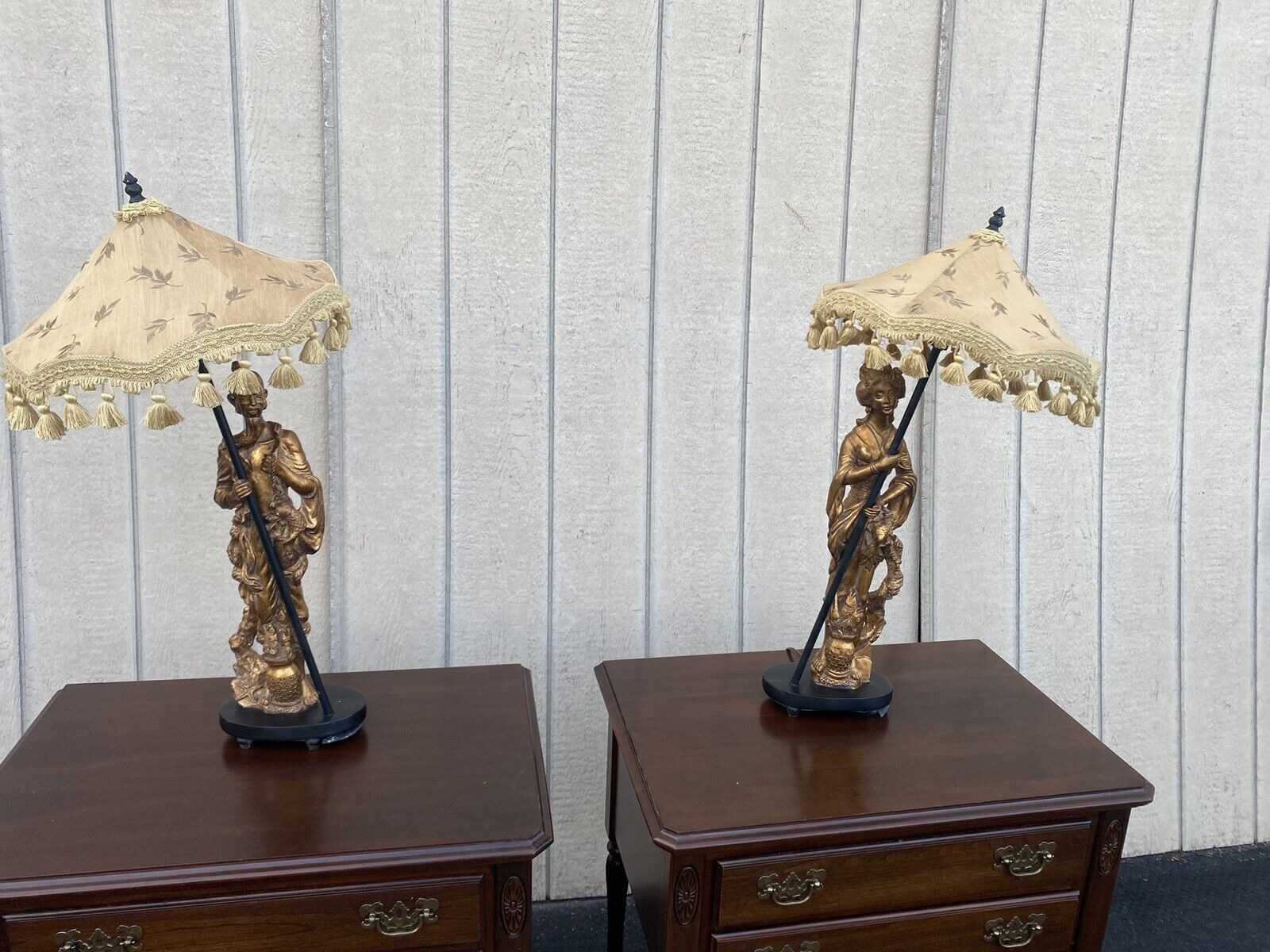 65245 Pair QUALITY Heavy Oriental Table Lamps Modern