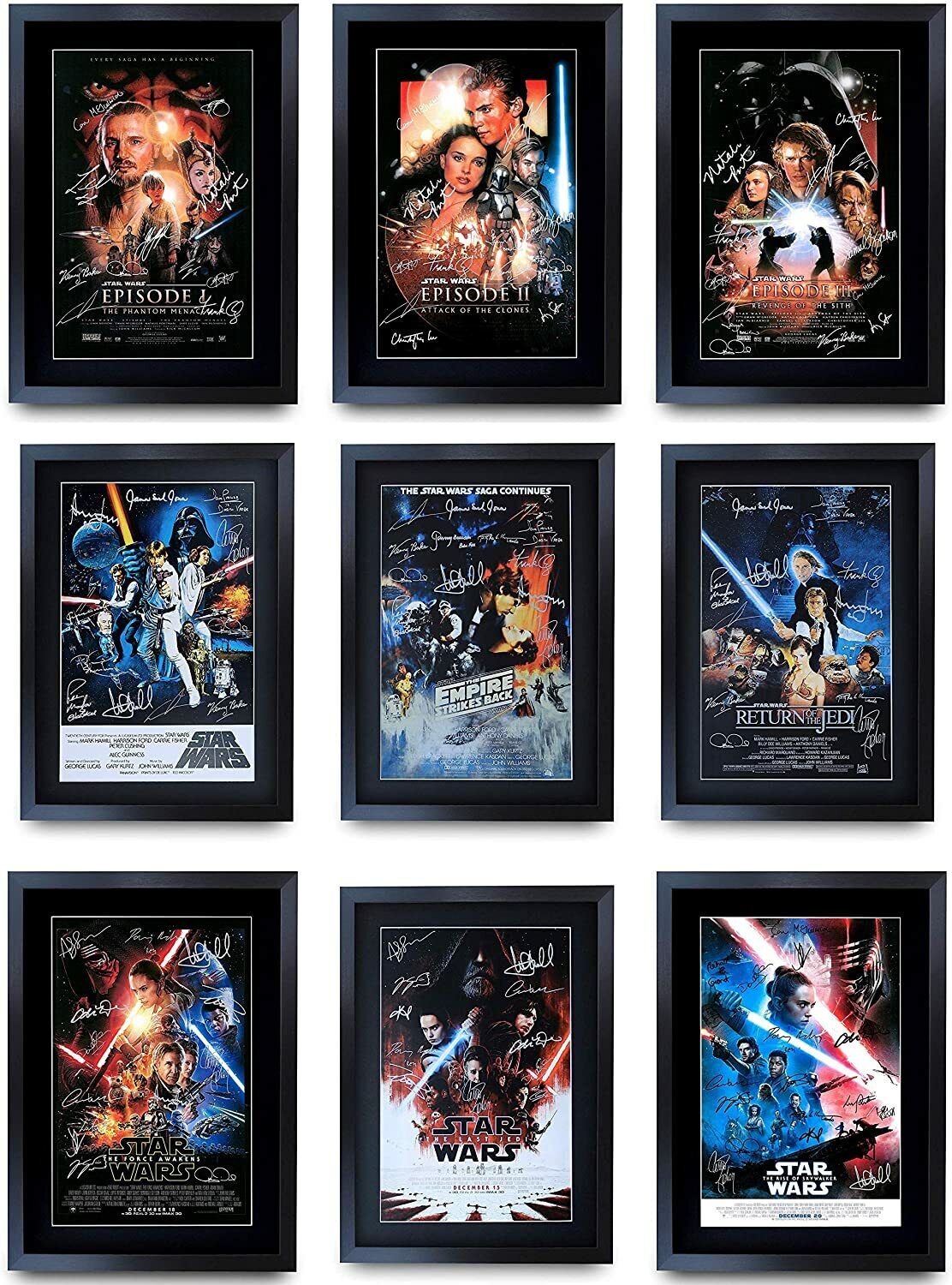 Star Wars Complete Saga A3 Framed Harrison Ford, Mark Hamill Poster a Movie Fan