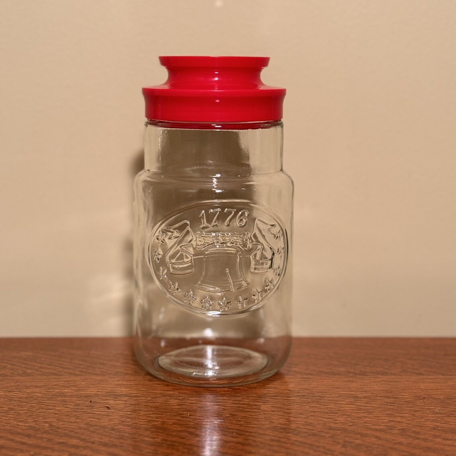 Anchor Hocking 1976 Bicentennial Jar With Red Cap Liberty Bell Vintage
