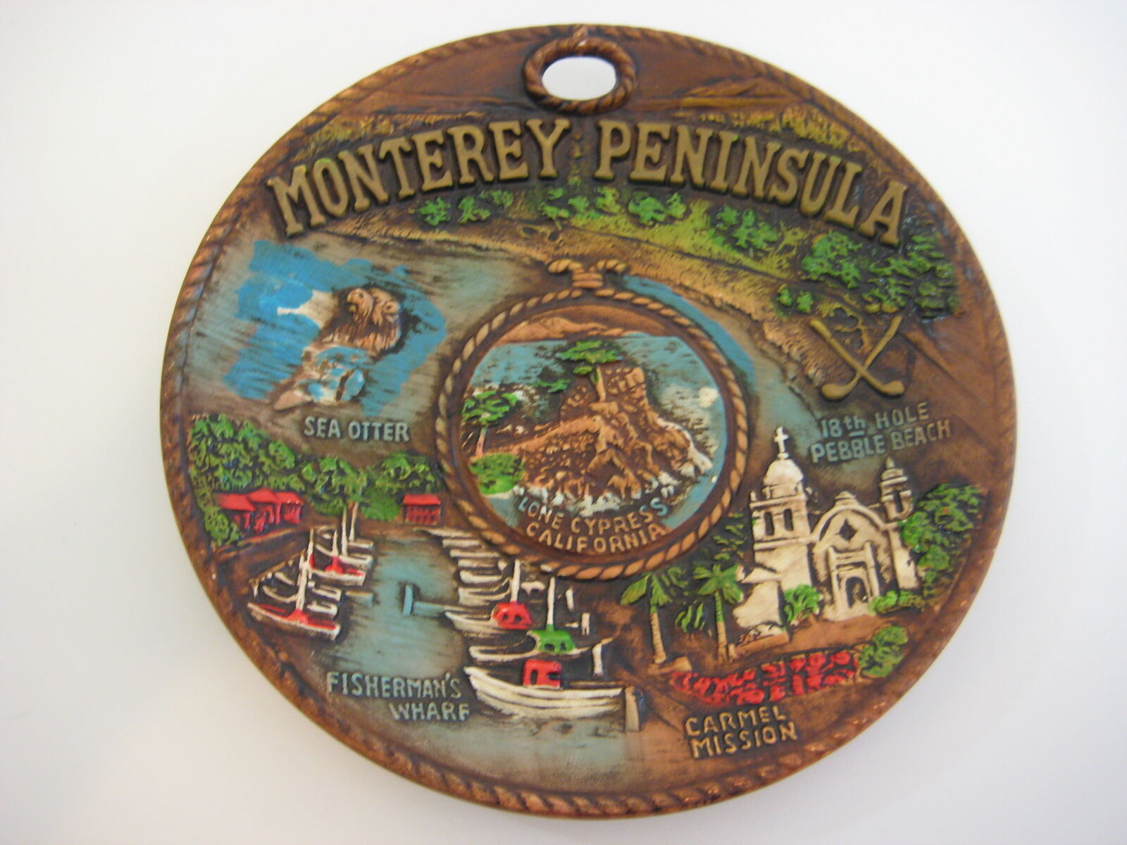 Vintage SNCO Imports San Francisco Monterey Peninsula Souvenir Plate, 8 1/4\