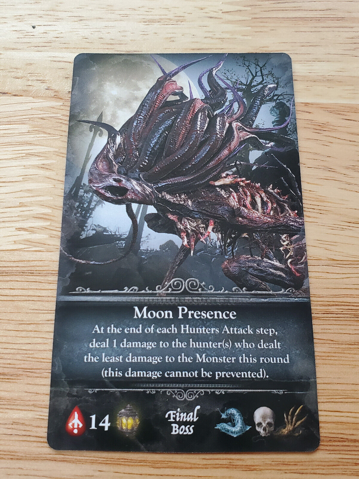 Bloodborne The Card Game Game Night Promo Card - Moon Presence. Sleeved.