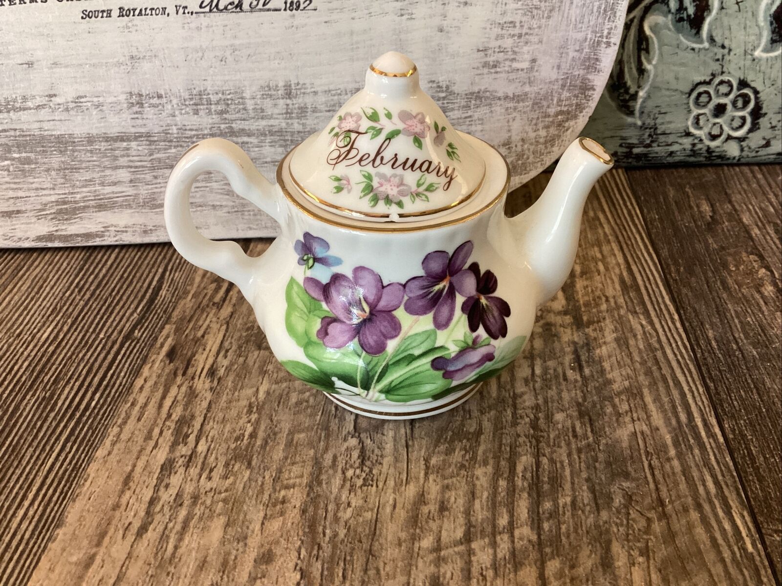 RARE Royal Patrician Tea Pot Fine Bone China Miniature Tea Pot- February violets