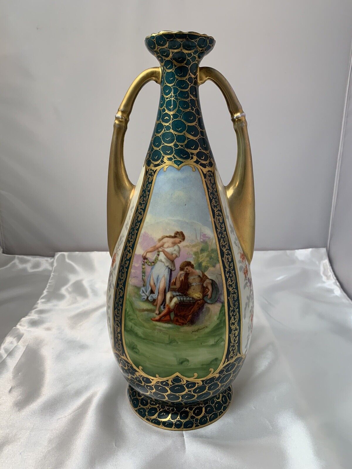 Vase 19th Century Hand Painted Stamped Austria