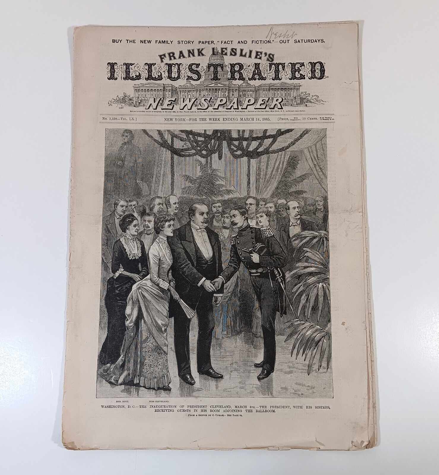 Frank Leslie's  March 14, 1885 President Grover Cleveland Inauguration