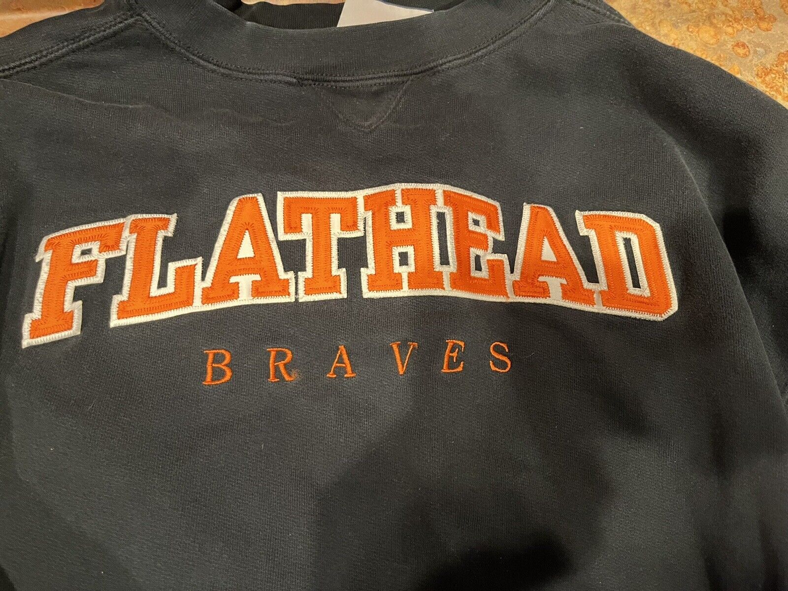 High School Football Vtg Flathead Braves L Large Sweatshirt Kalispell MY