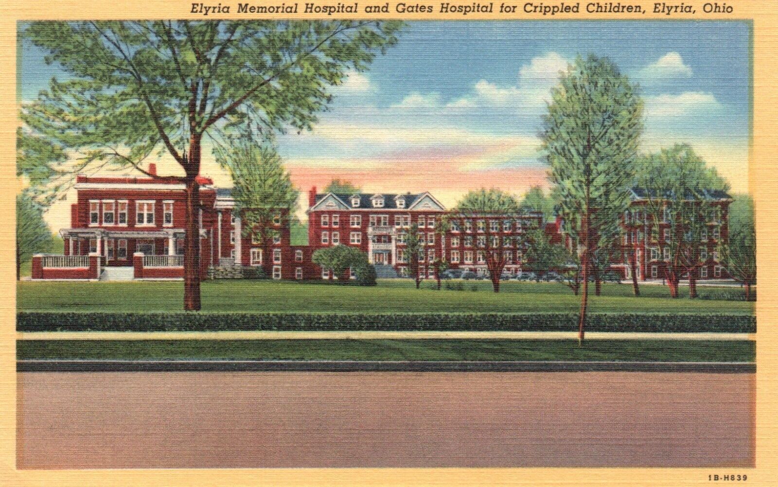 Postcard OH Elyria & Gates Hospitals Crippled Children Linen Vintage PC G4742