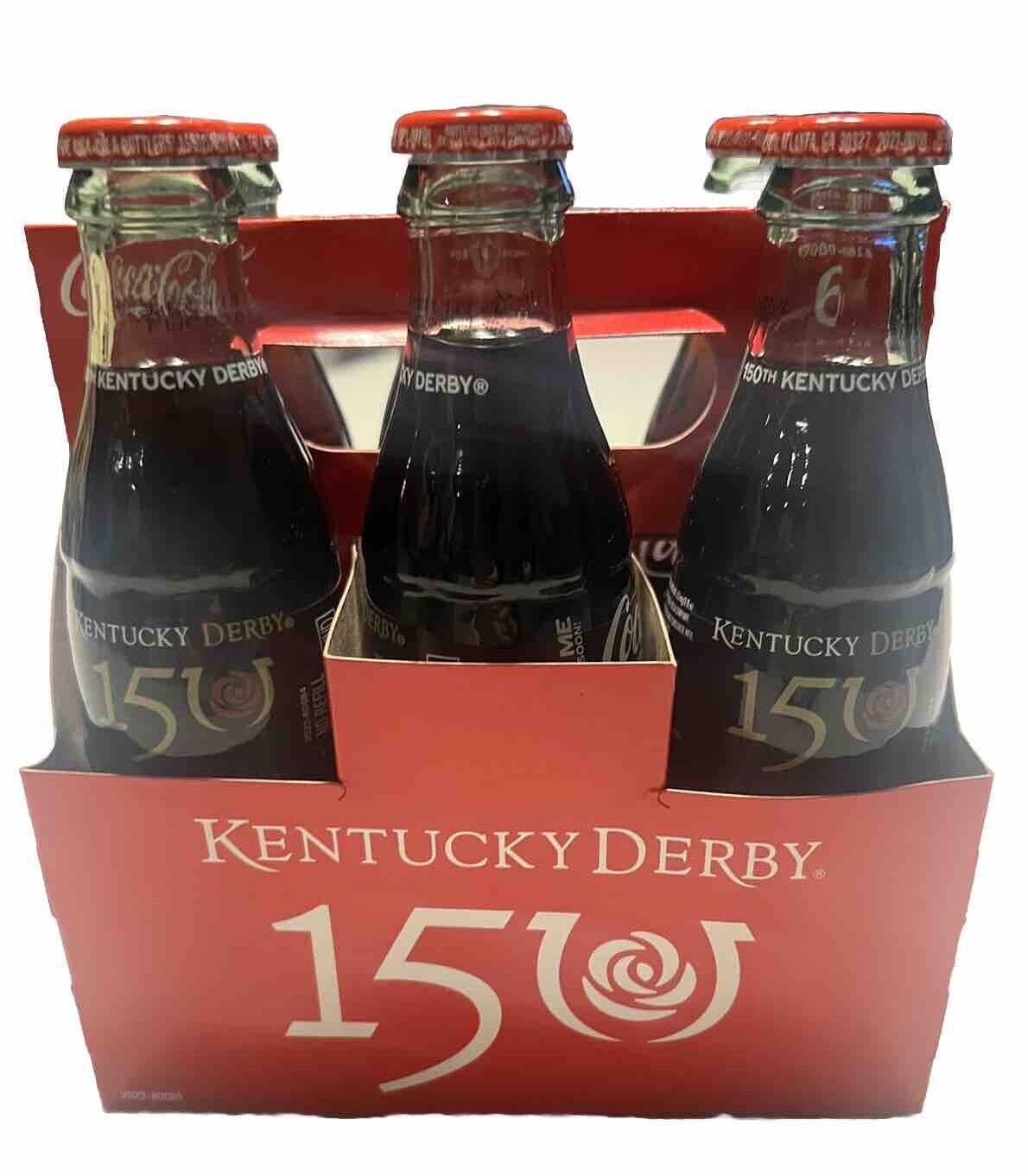 Limited Edition 150th Kentucky Derby Coca-Cola Glass Bottles 6 Pack NEW SEALED🥤
