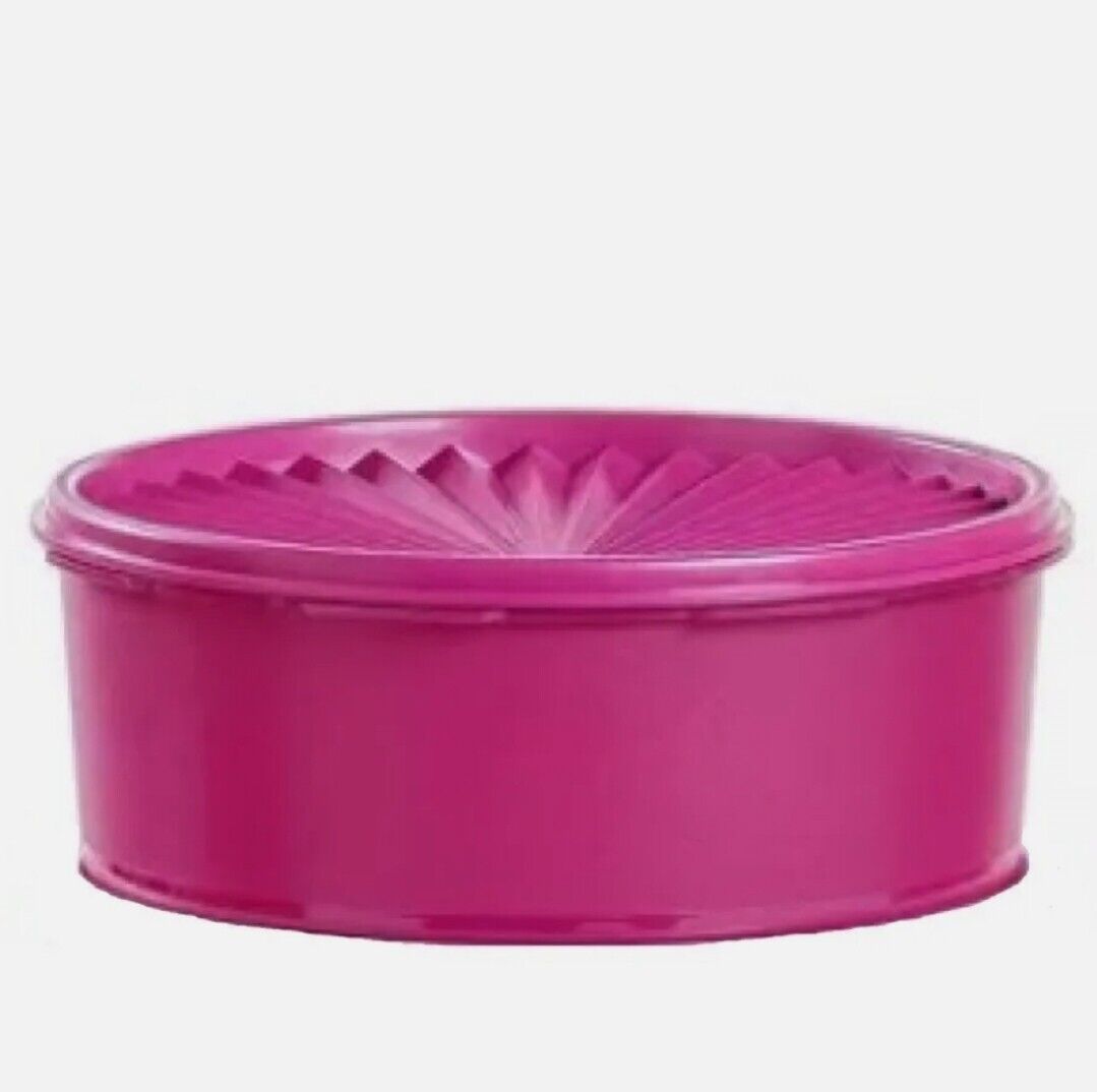 Tupperware Servalier Stacking Cookie  Snack Canister Deep Pink 7.5 Cups New