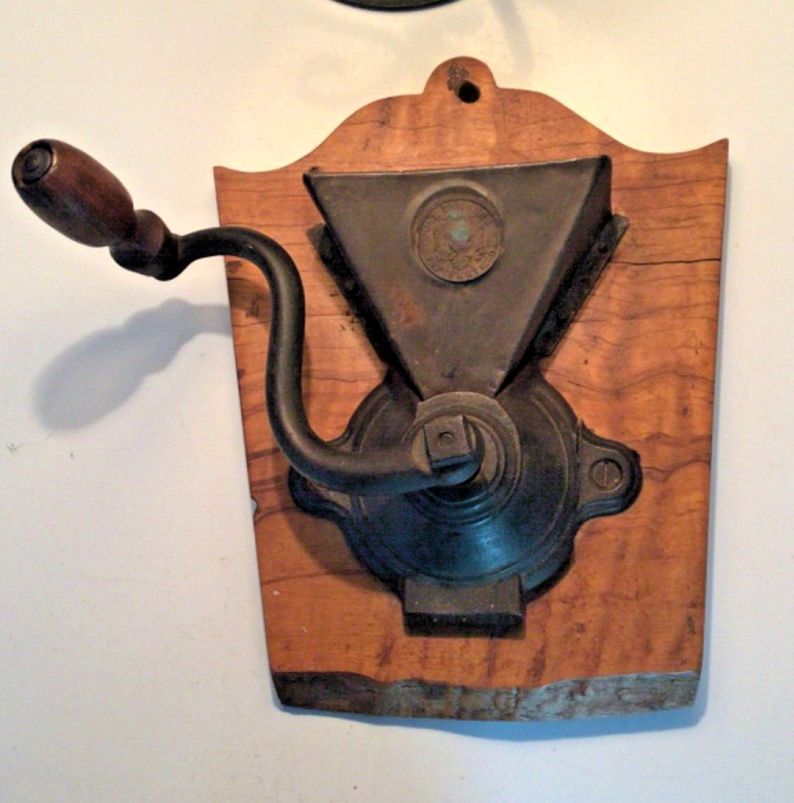 Antique Primitive Cast Iron J & E PARKERS Wall COFFEE GRINDER, Pat 1860, REPAIR