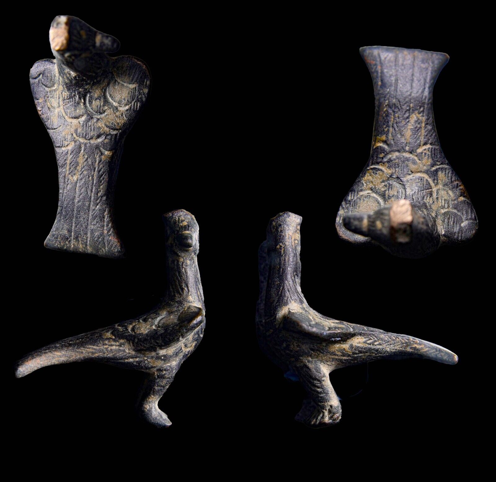 Ancient Roman Bronze Peacock STATUETTE Figurine Artifact Antiquity w/COA