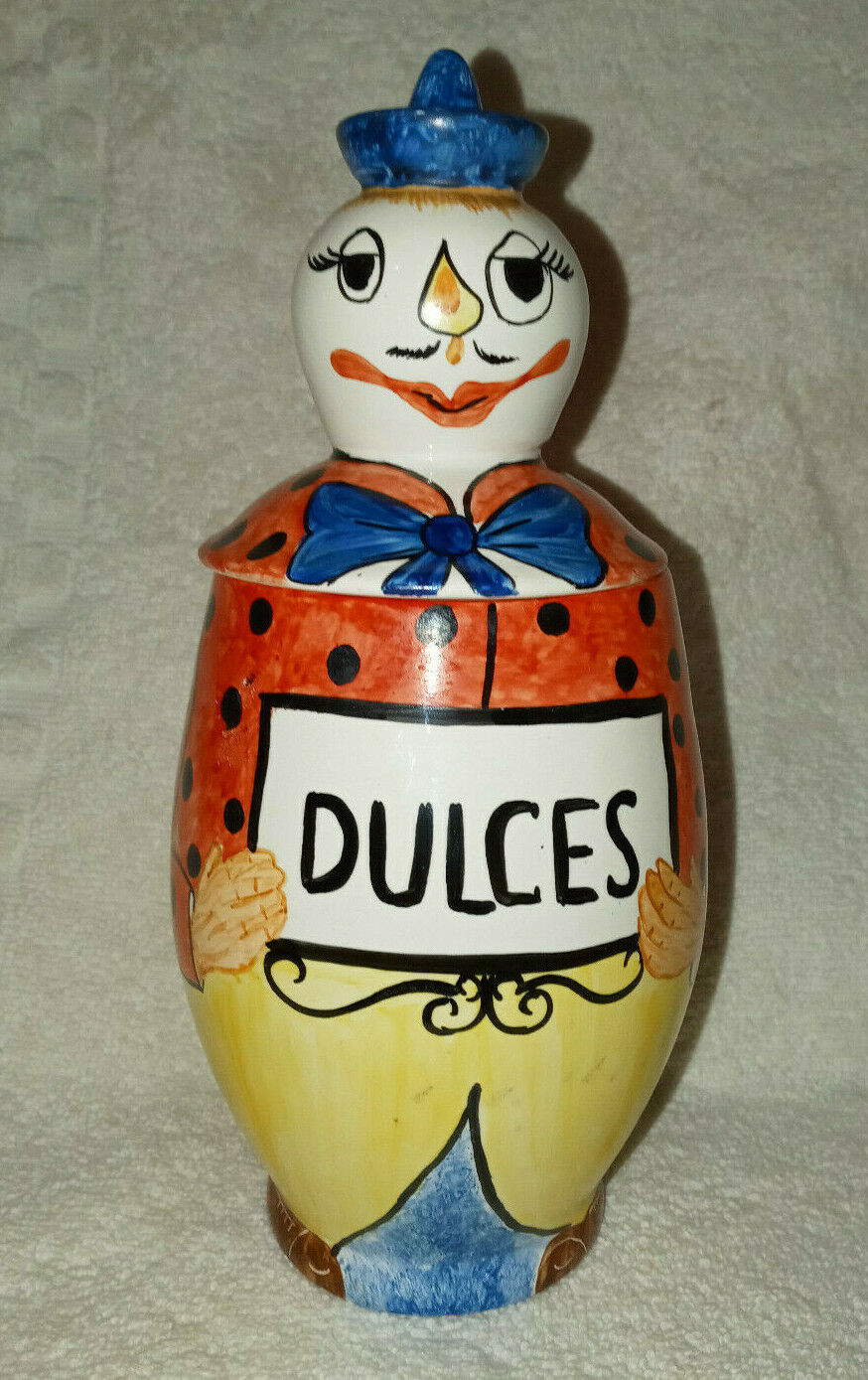 Vintage Pottery Clown Jar Dulces Candy