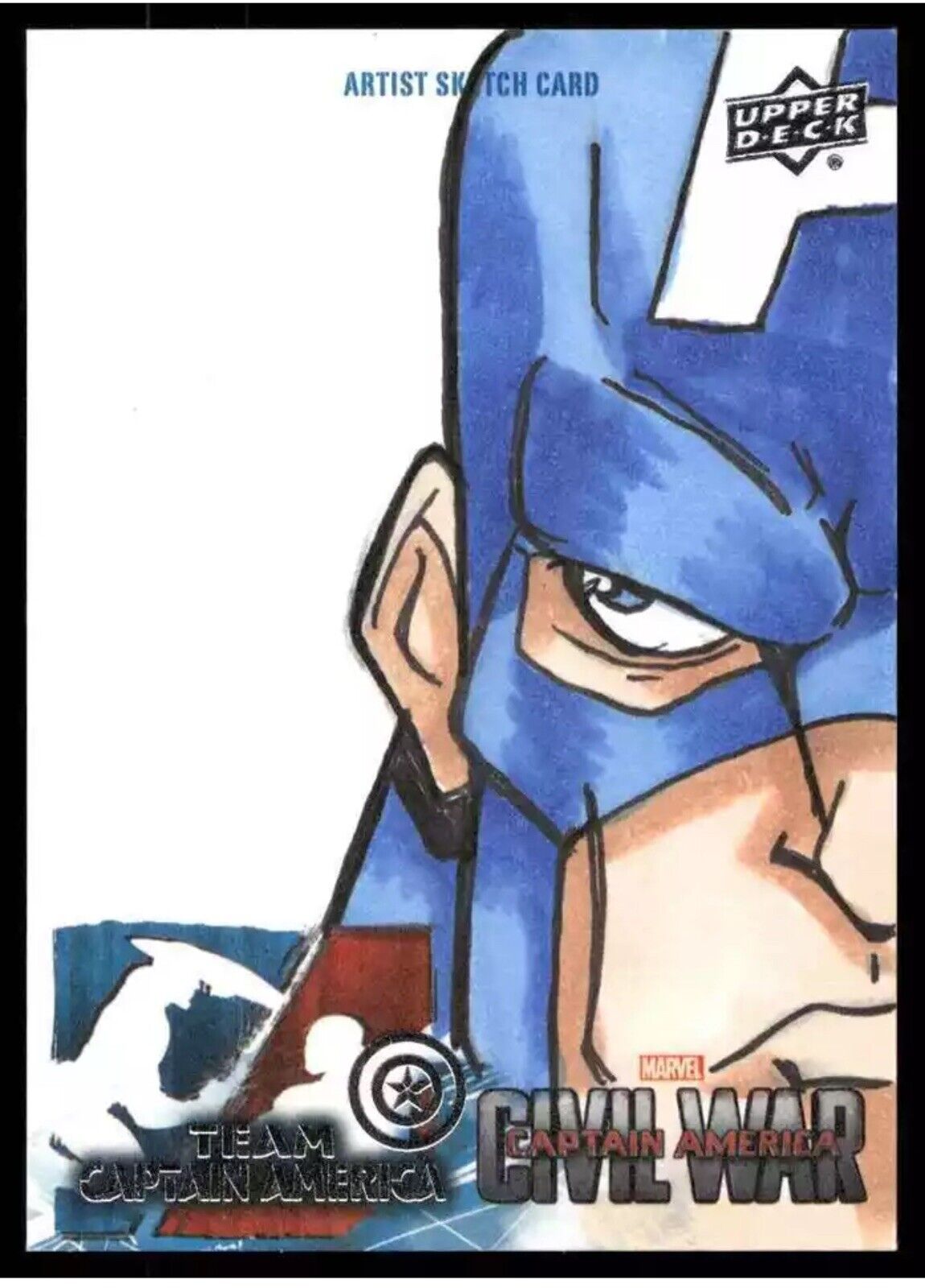 🔥2016 Upper Deck Marvel Artist Sketch Card Captain America Auto 1/1 Civil War