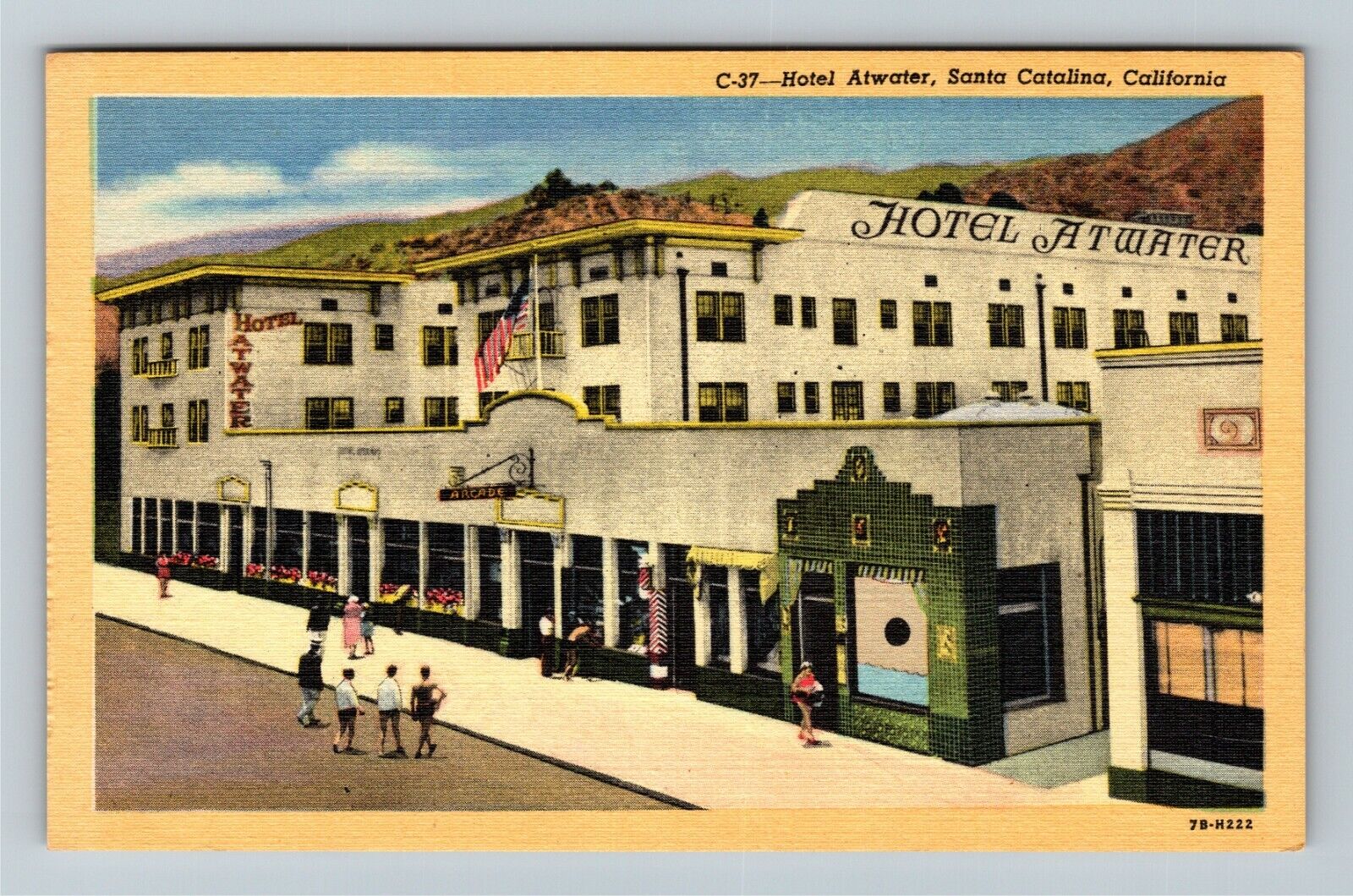 Santa Catalina CA-California, Hotel Atwater, Antique Vintage Souvenir Postcard