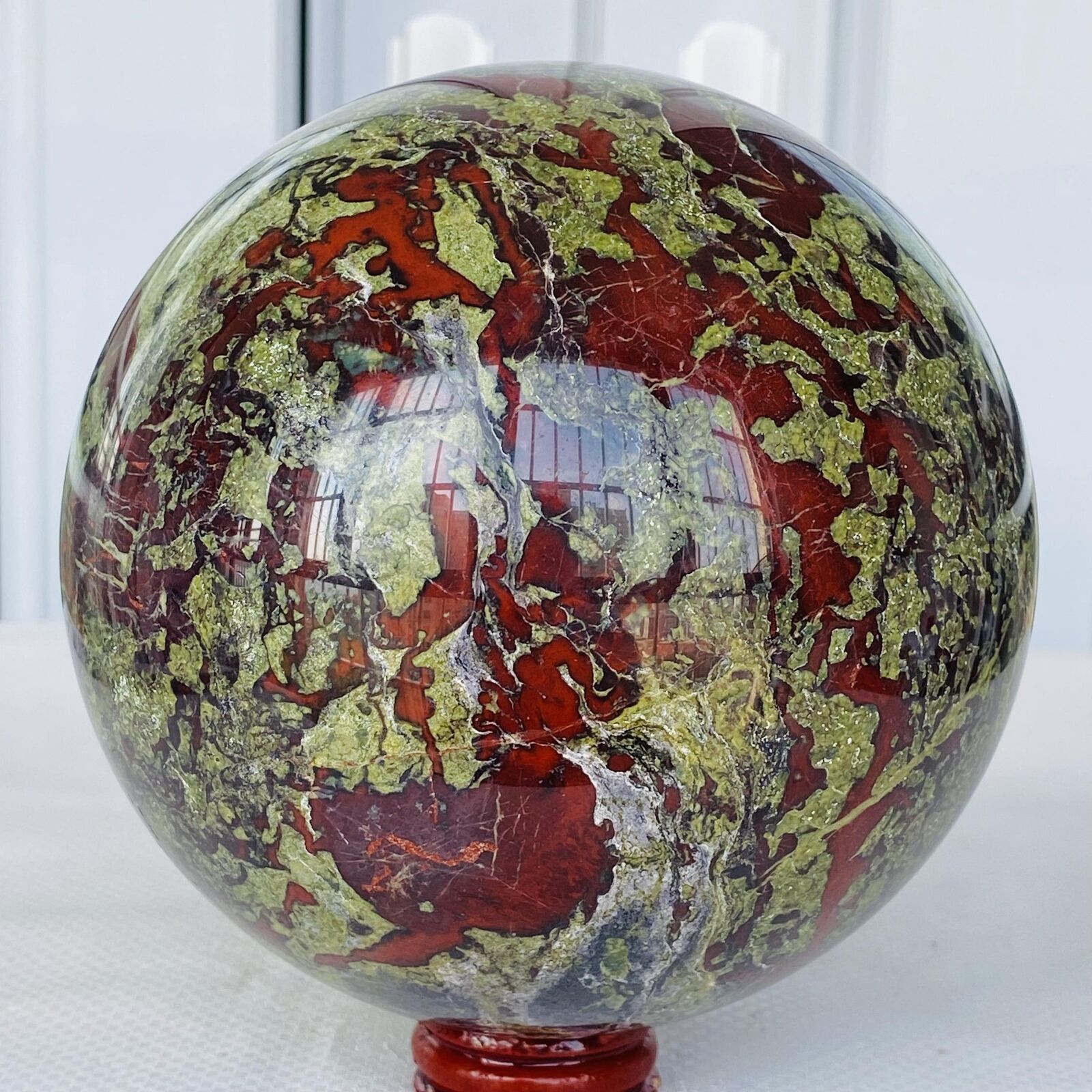 3260g Natural dragon blood stone quartz sphere crystal ball reiki healing