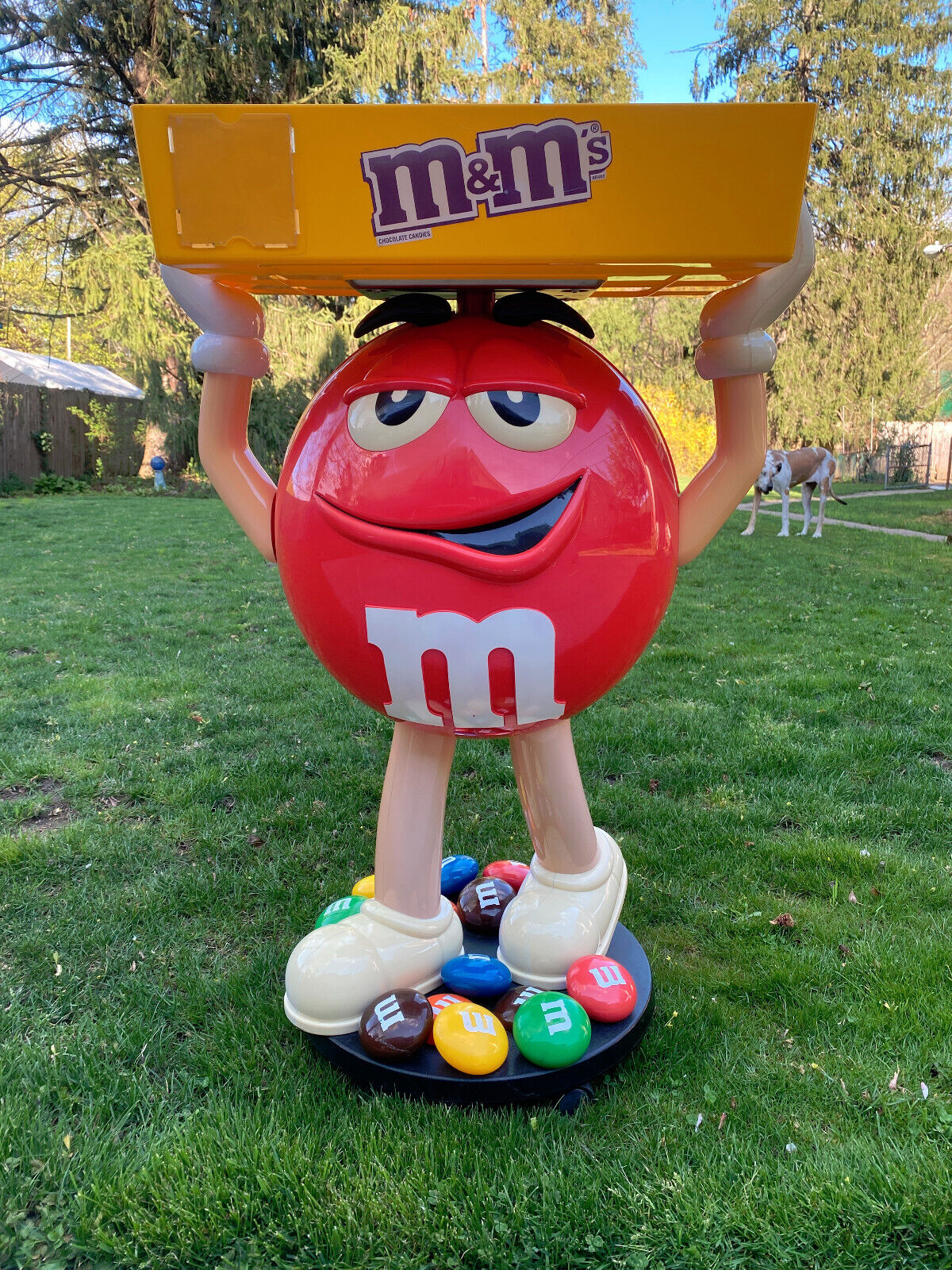 Red MM Character Candy Store M&M Display w/ Storage Tray and Wheels