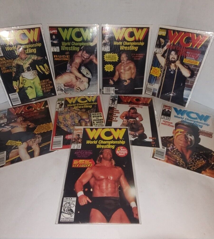 WCW WORLD CHAMPIONSHIP WRESTLING Marvel Comics Rare Lot Of 9 Great Condition B&B